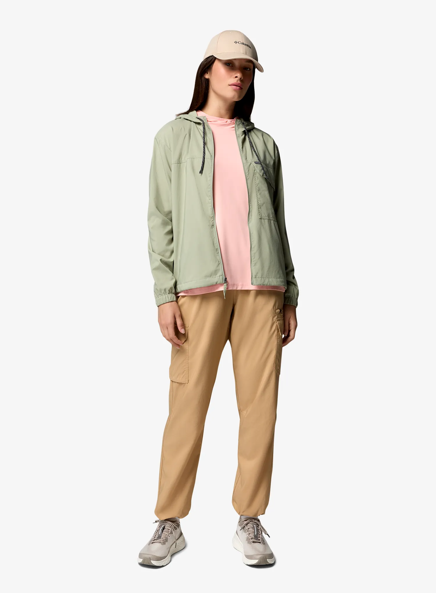 Дамски суичър с цип Columbia Skien Valley Hooded LS Shirt - safari