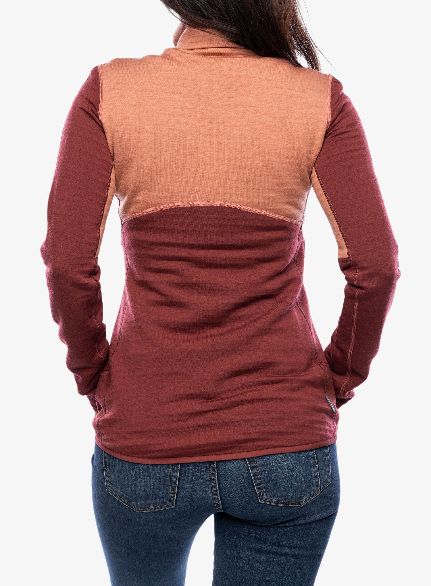 Дамски суичър с цип Icebreaker Merino 400 RealFleece Descender LS Zip - cedar wood/port/cb