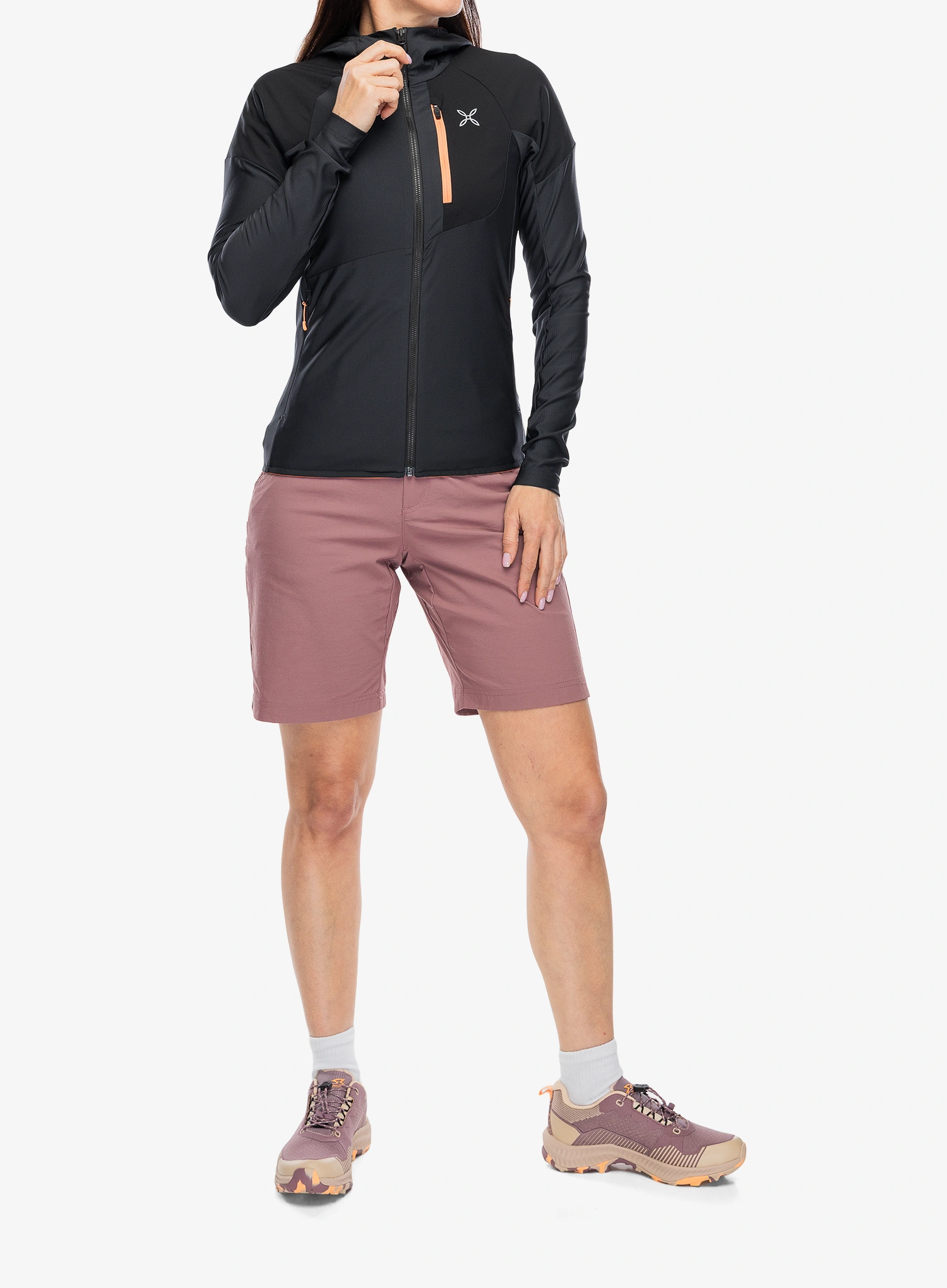 Дамски суичър с цип Montura Spitze Hooded Maglia - anthracite/melon