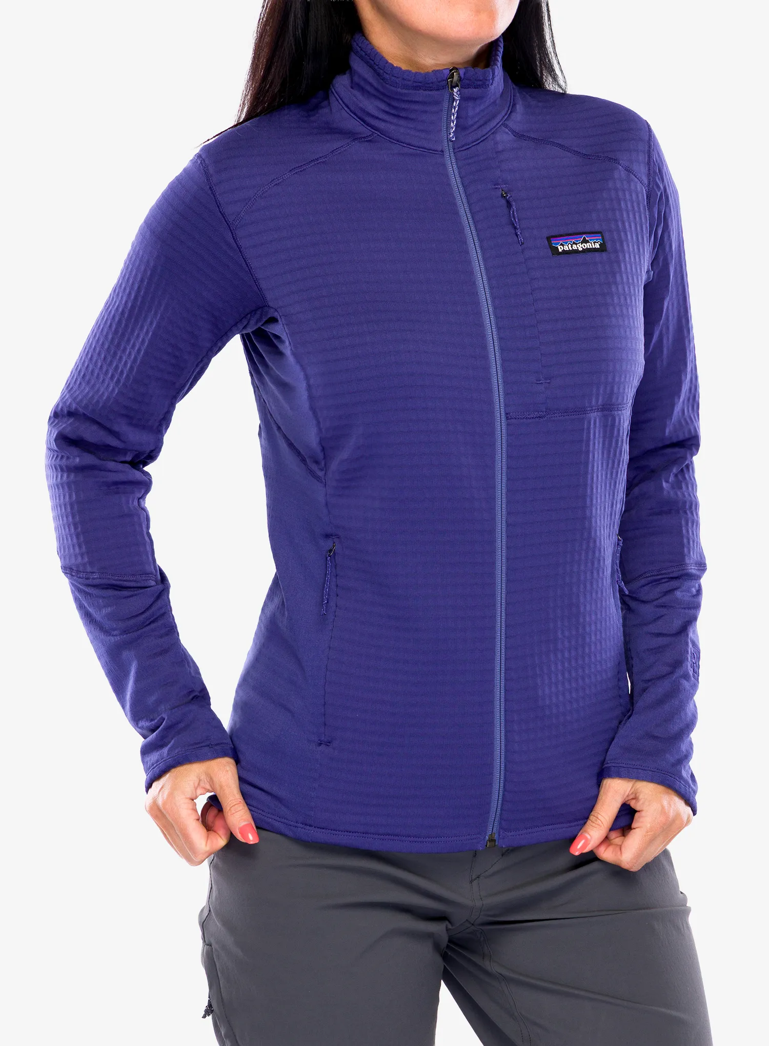 Дамски суичър с цип Patagonia R1 Hybrid Jacket - solstice purple