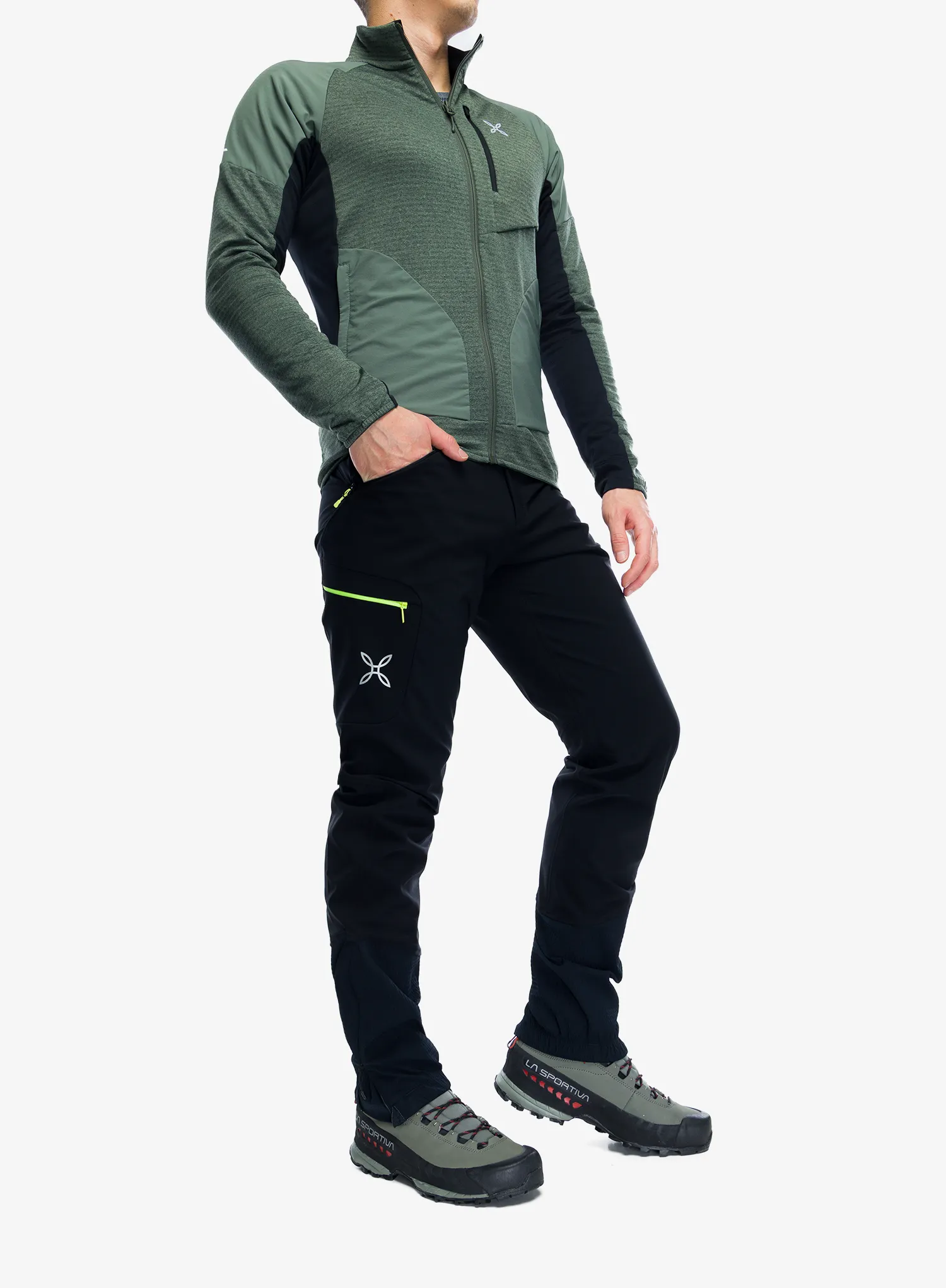 Суичър с цип Montura Thermal Grid 2 Maglia - sage green