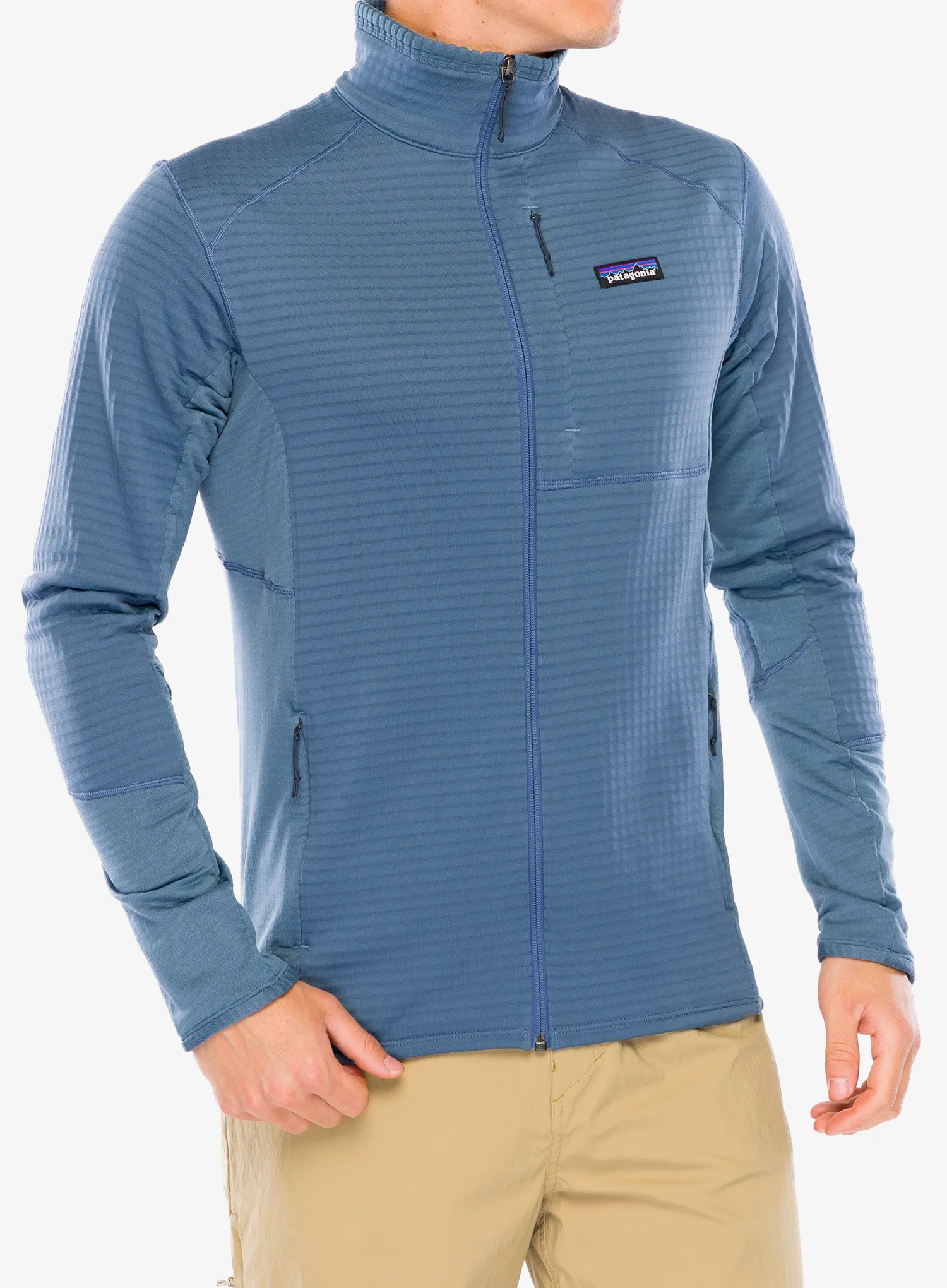 Суичър с цип Patagonia R1 Hybrid Jacket - utility blue