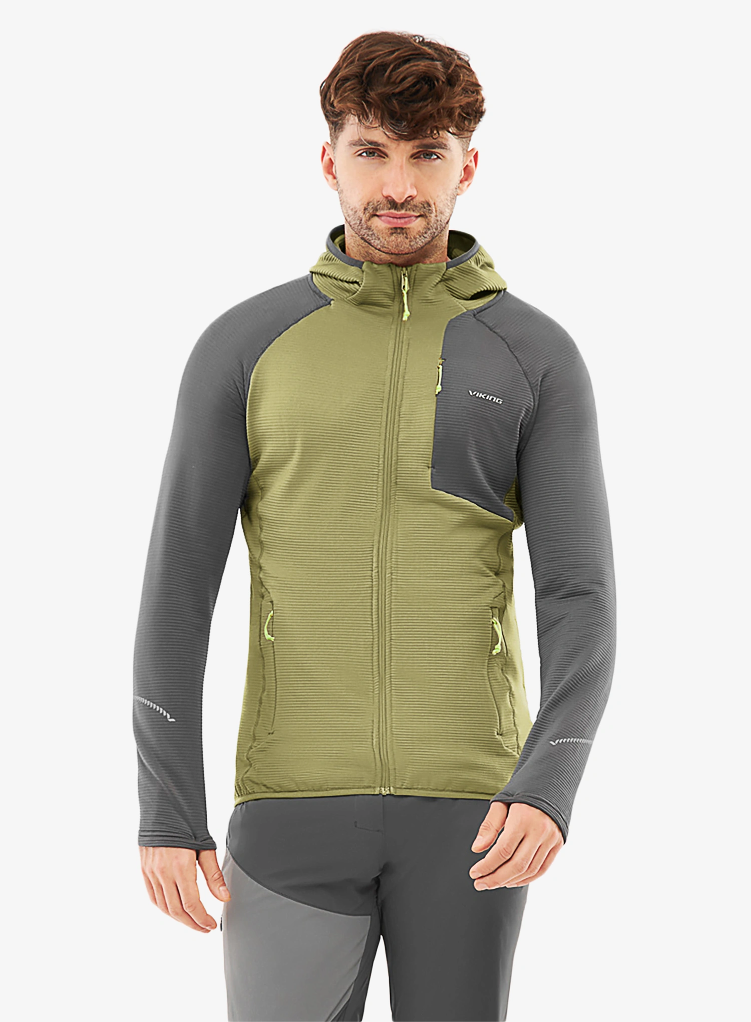 Суичър с цип Viking Birger Hoodie - olive/dark grey
