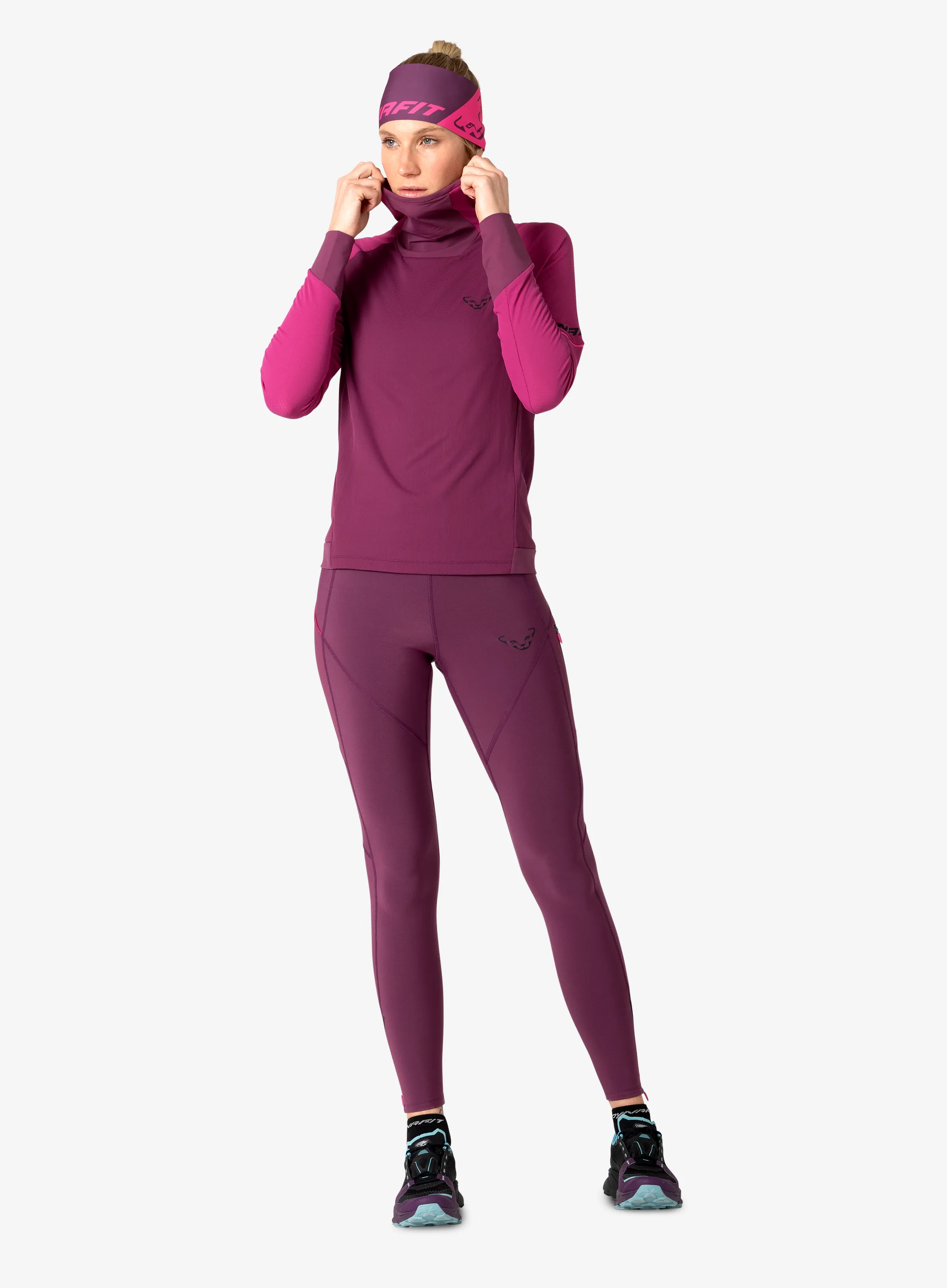 Дамски термоактивен суичър Dynafit Alpine L/S Hooded Tee - magenta