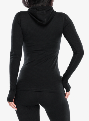 Дамски термоактивен суичър Sensor Merino DF Tee L/S Hooded - black