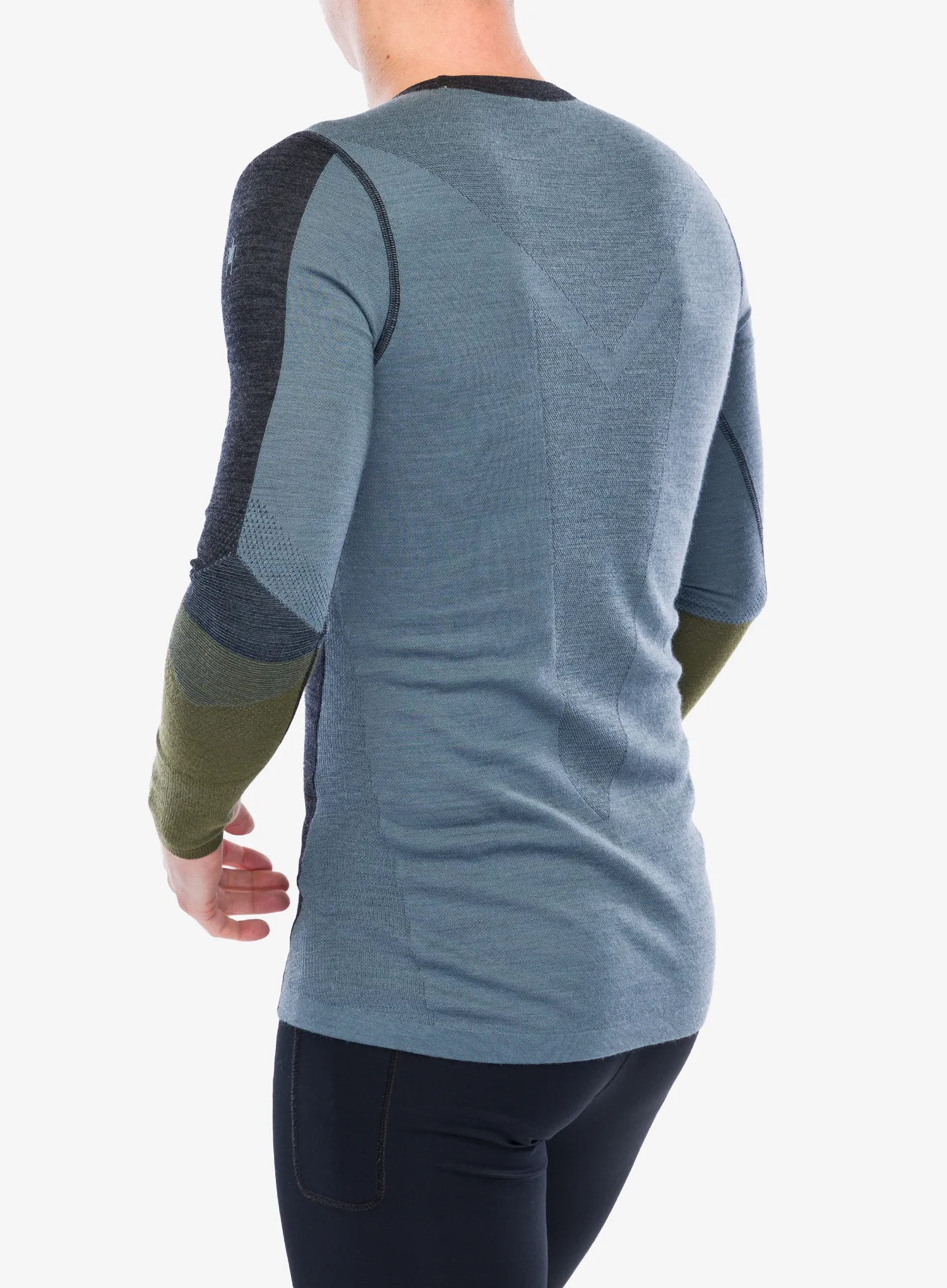 Термоактивен суичър Smartwool Intraknit Thermal Merino BL Colorblock Crew - charcoal/winter moss