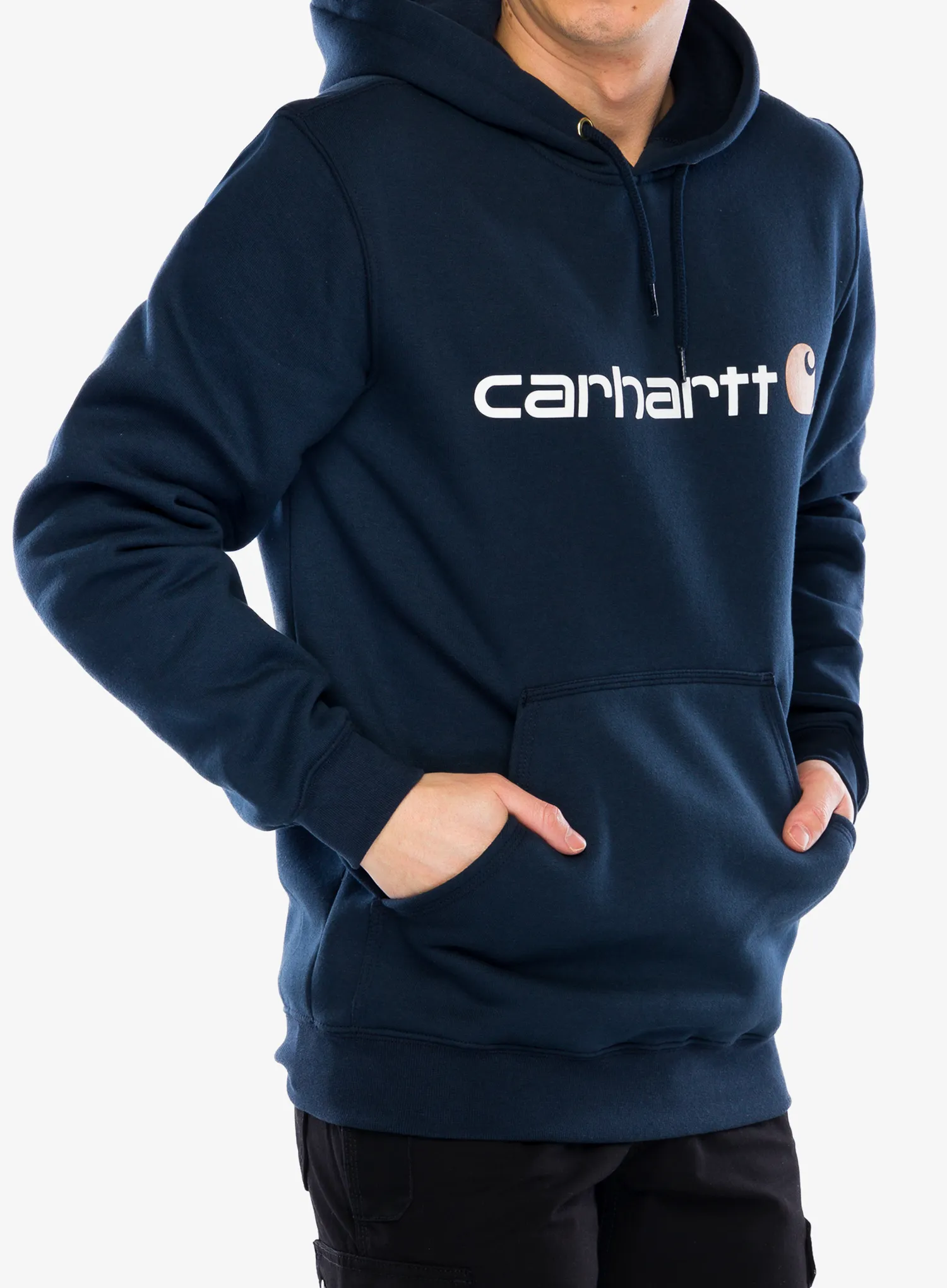 Суичър с качулка Carhartt Signature Logo Sweatshirt - new navy