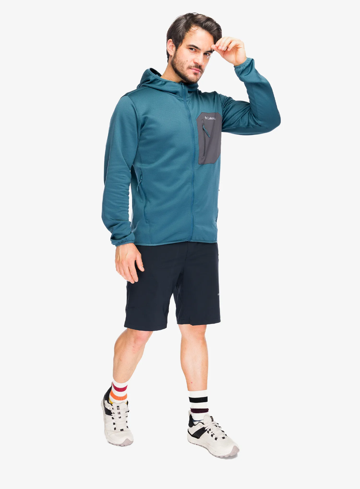 Суичър с качулка Columbia Tall Heights Hdd Grid Fleece Full Zip - everblue/shark
