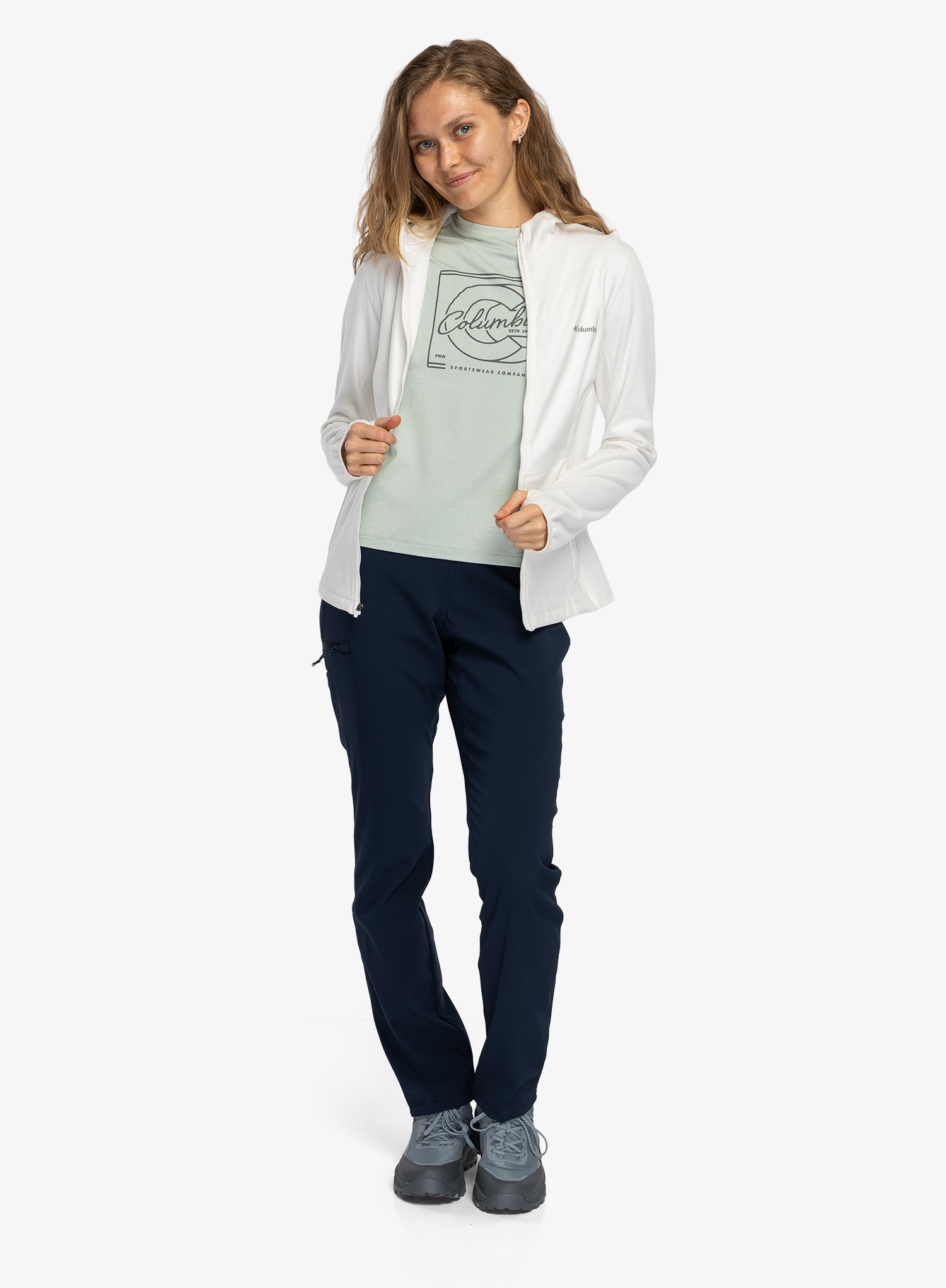 Дамски суичър с качулка Columbia Star Valley Hooded Full Zip - sea salt