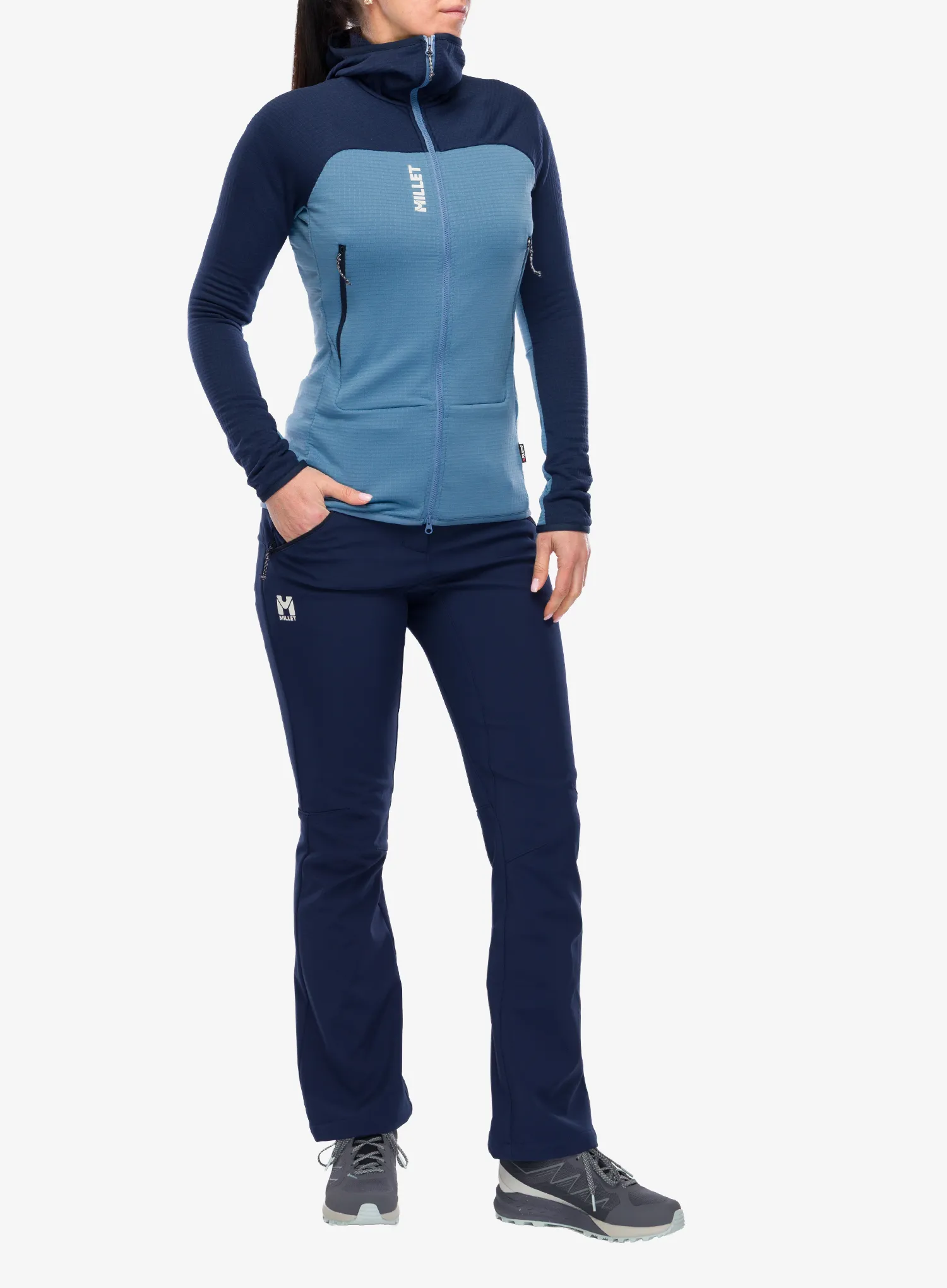 Дамски суичър с качулка Millet Fusion Grid Hoodie - coronet blue/saphir