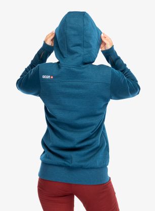 Дамски суичър с качулка Ocun Hoodie - blue opal/silverscone
