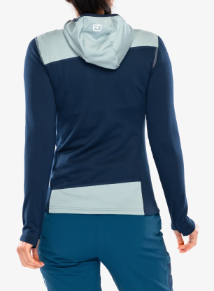 Дамски суичър с качулка Ortovox Fleece Light Hoody - deep ocean