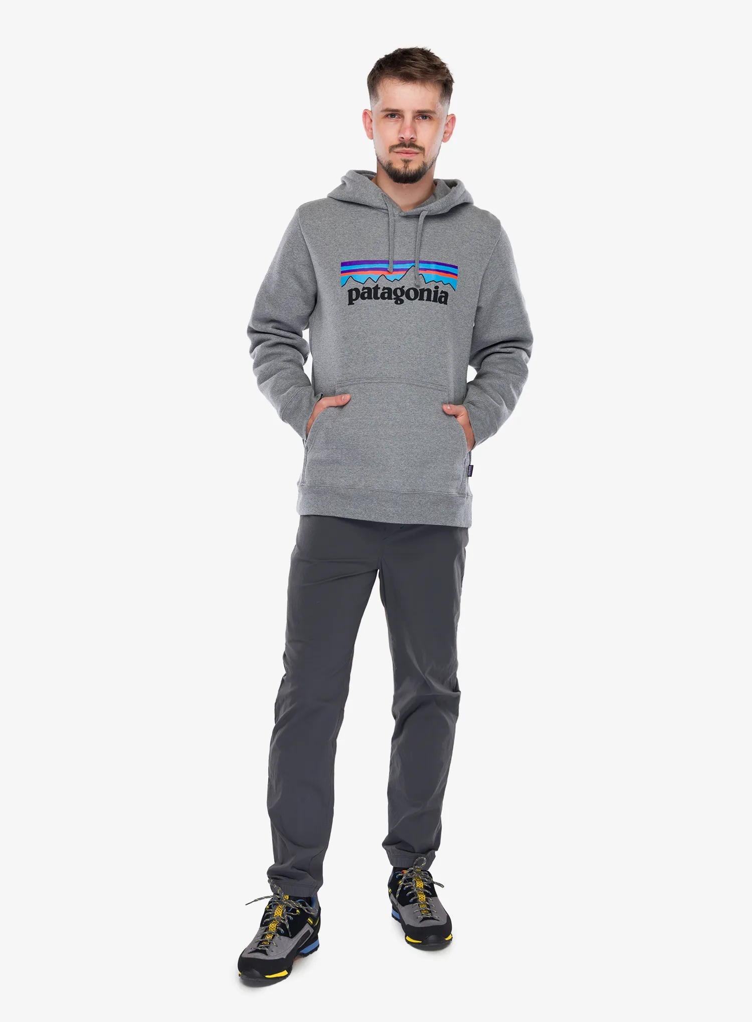 Суичър с качулка Patagonia P-6 Logo Uprisal Hoody - gravel heather