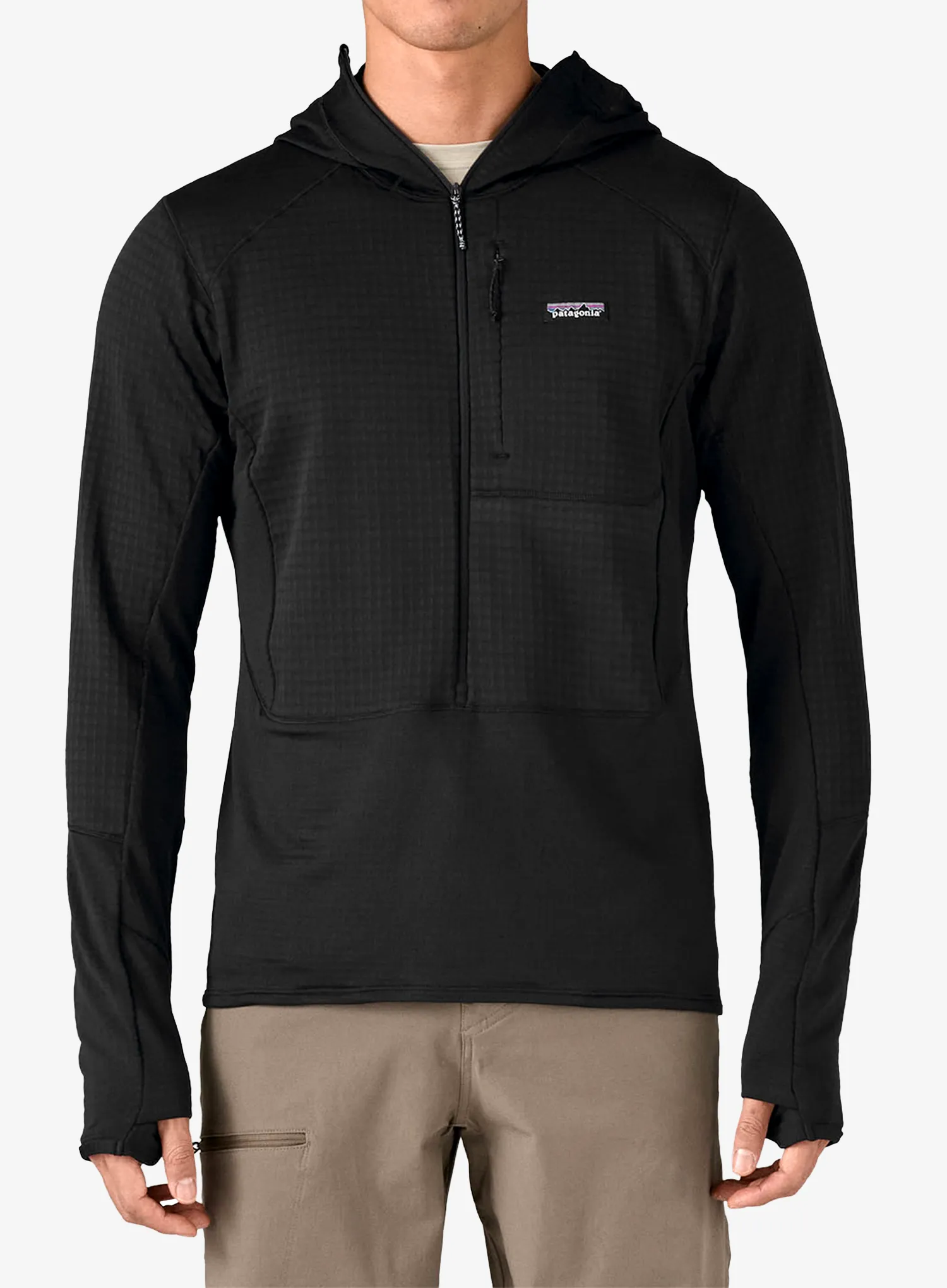Суичър с качулка Patagonia R1 P/O Hoody - black