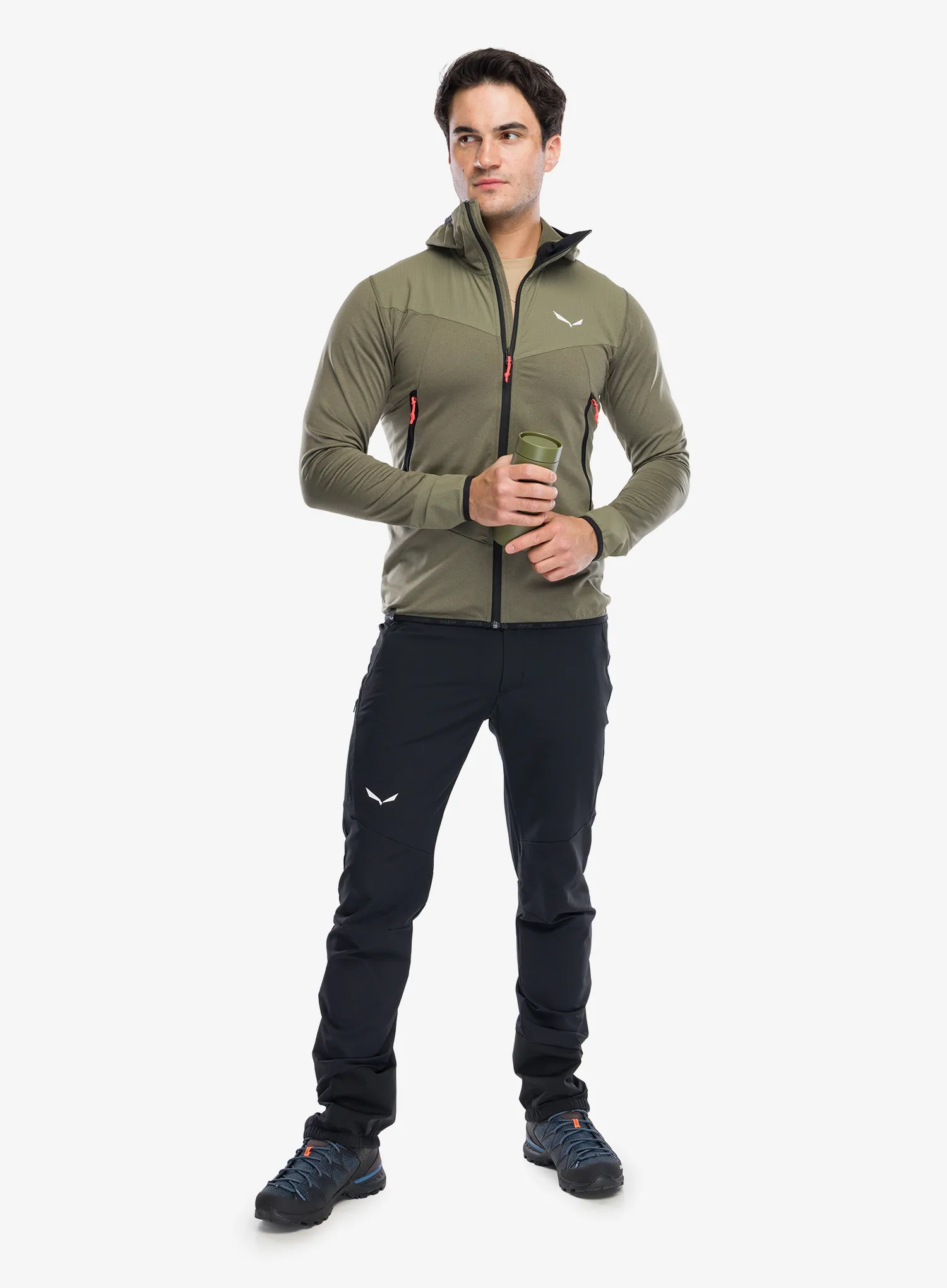 Суичър с качулка Salewa Agner Hybrid Polarlite Durastretch FZ Hooded - faded green