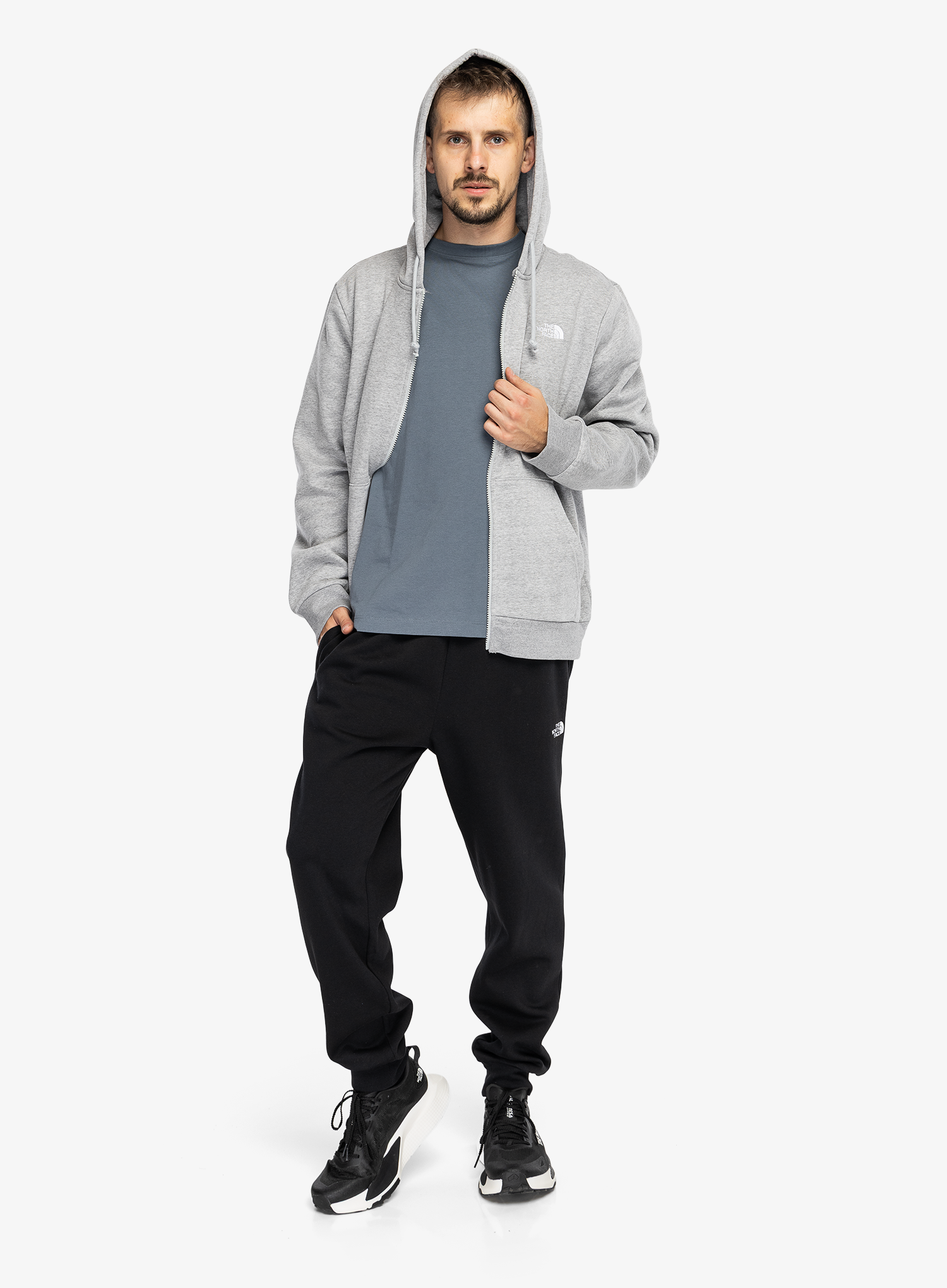 Суичър с качулка The North Face Evolution Simple Dome Regular Full Zip - pale grey heather