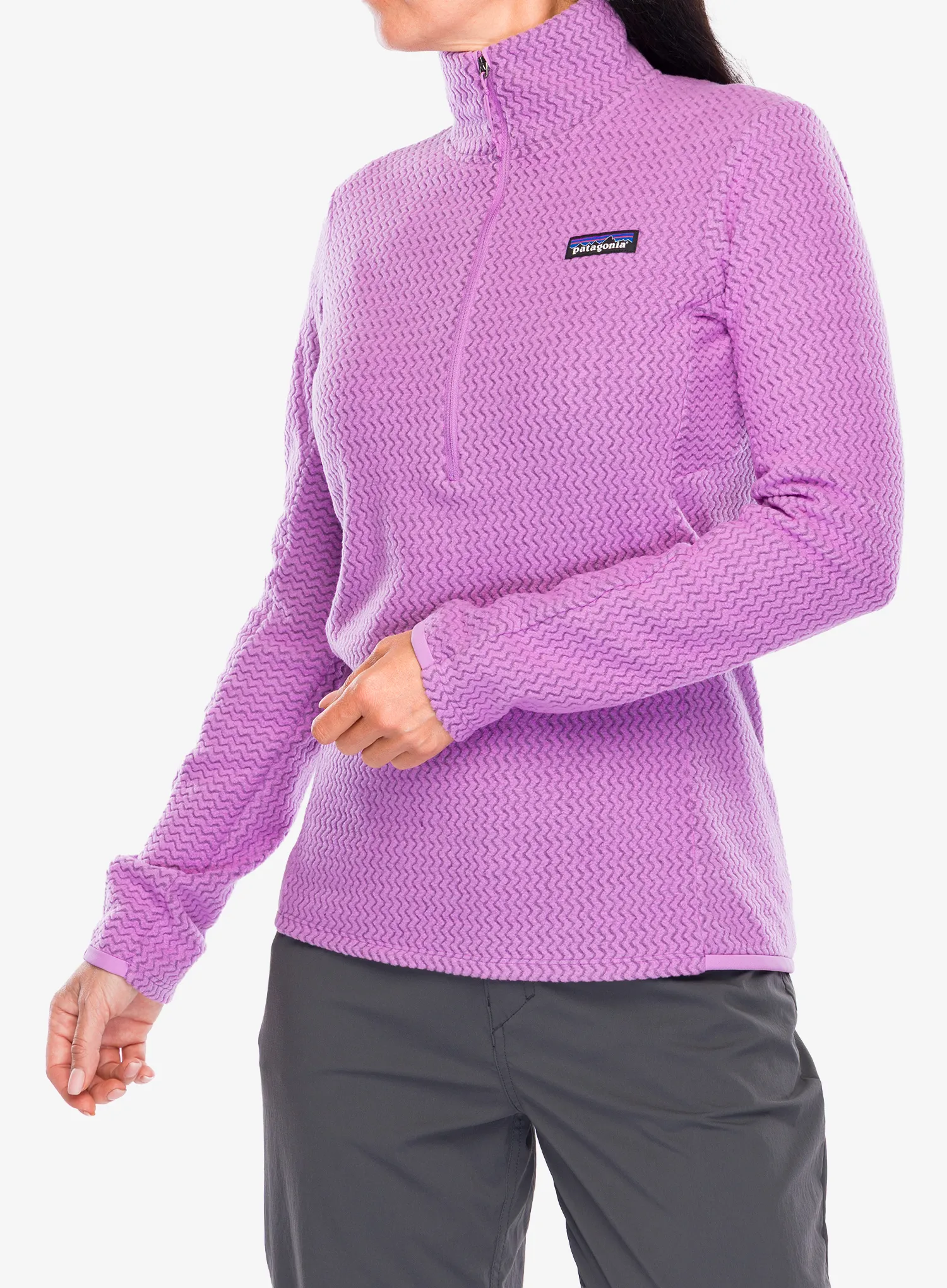Блузи с цип дамска Patagonia R1 Air Zip Neck - brisk purple