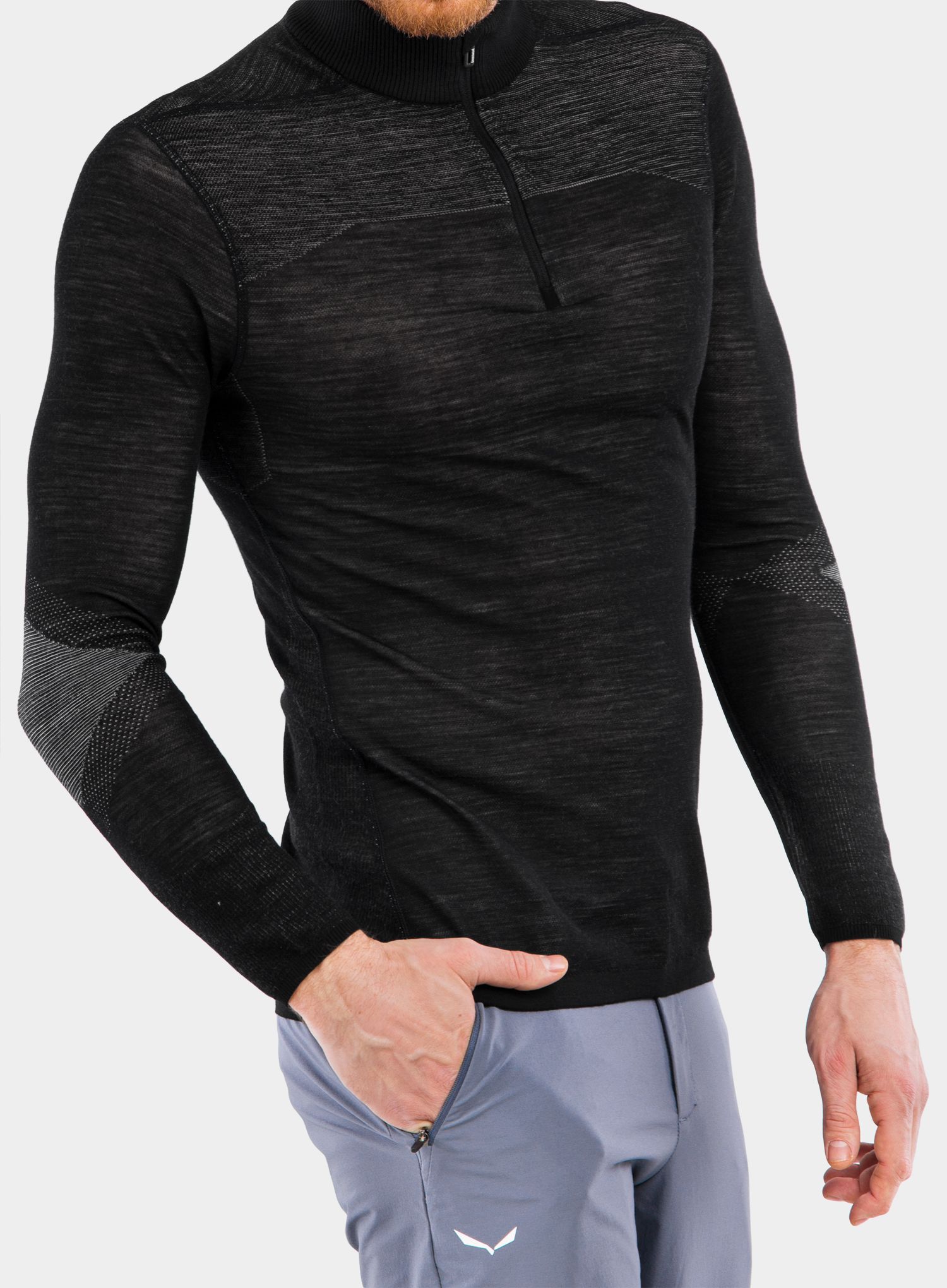 Термоактивен суичър Smartwool Intraknit Merino 200 1/4 Zip - black/white