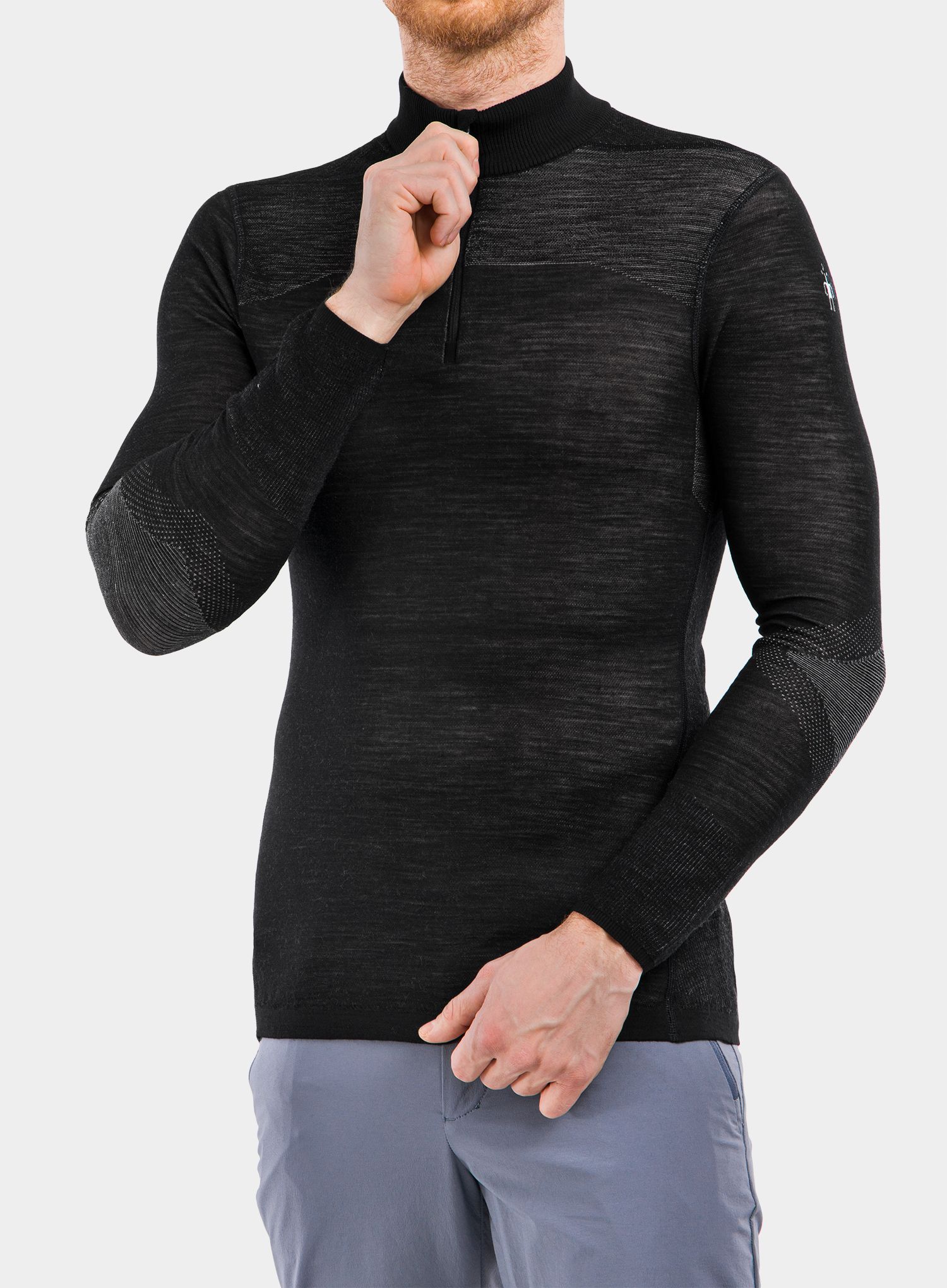 Термоактивен суичър Smartwool Intraknit Merino 200 1/4 Zip - black/white