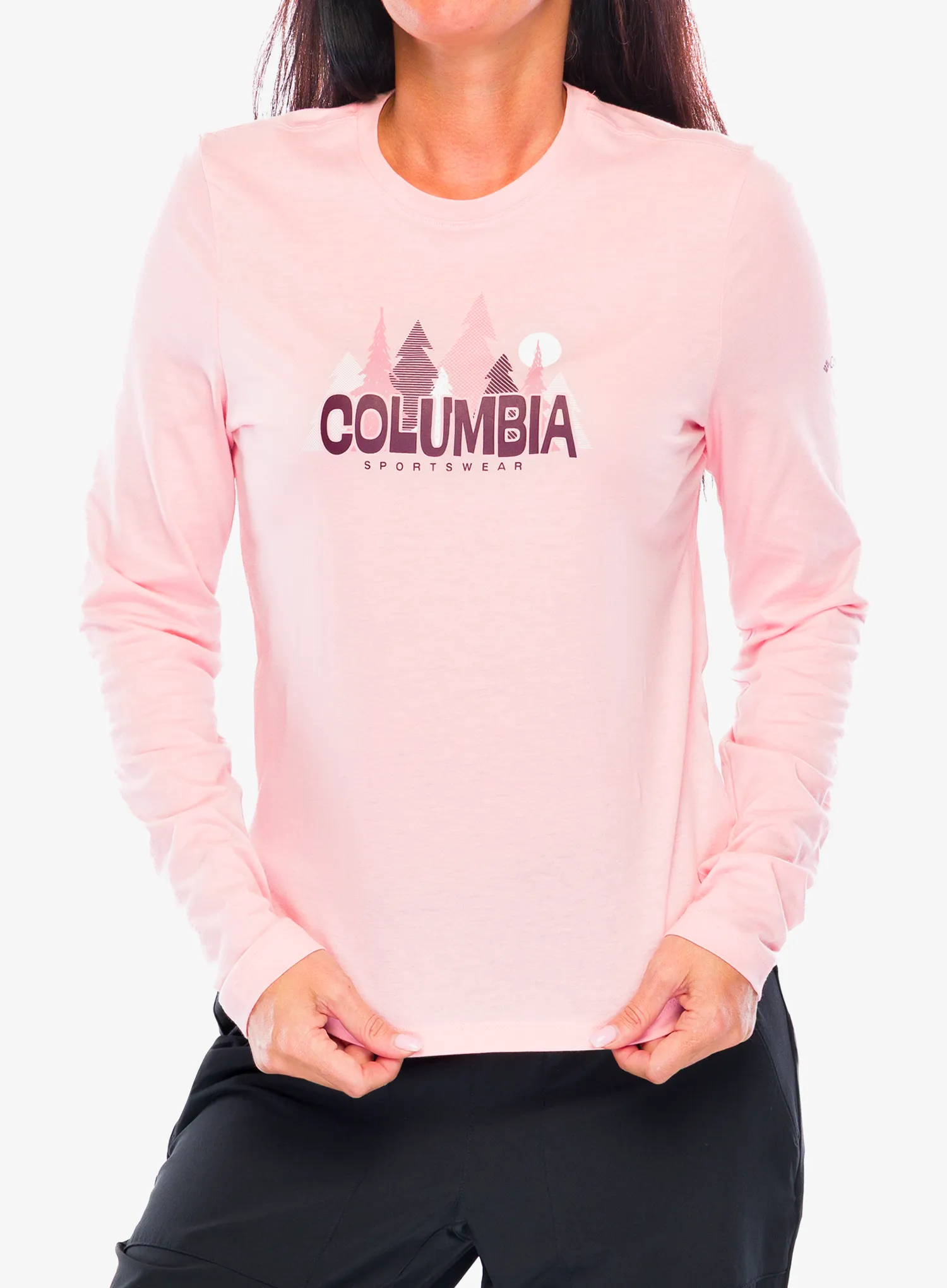 Дамска блуза с дълъг ръкав Columbia Ruby Springs Graphic LS Tee - pink sand/colorful treescape