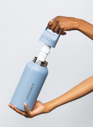 Бутилка с филтър Lifestraw Go 2.0 Stainless Steel Water Filter 1L - icelandic blue
