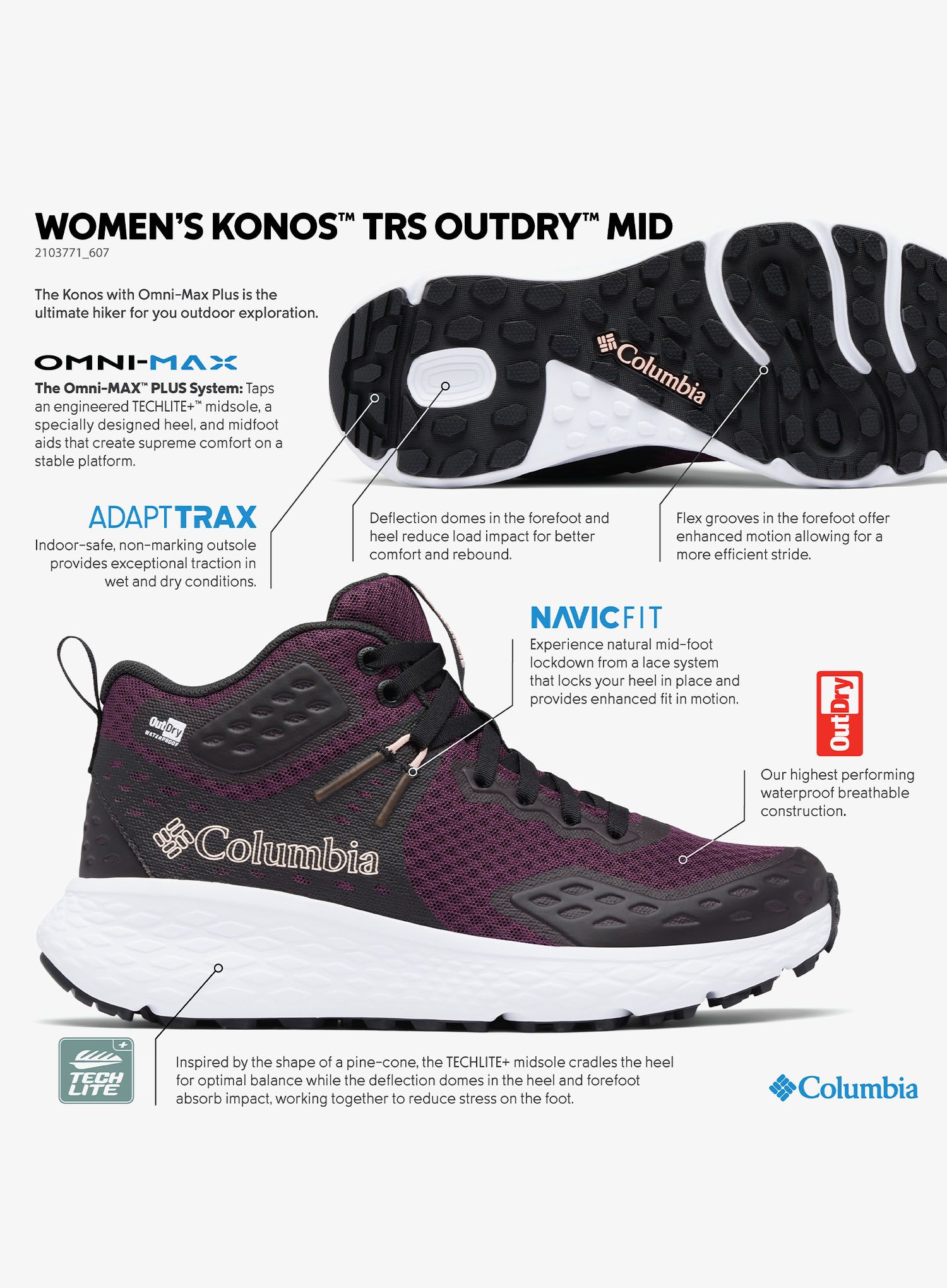 Дамски обувки Columbia Konos TRS Outdry Mid - moonvista/blush rose