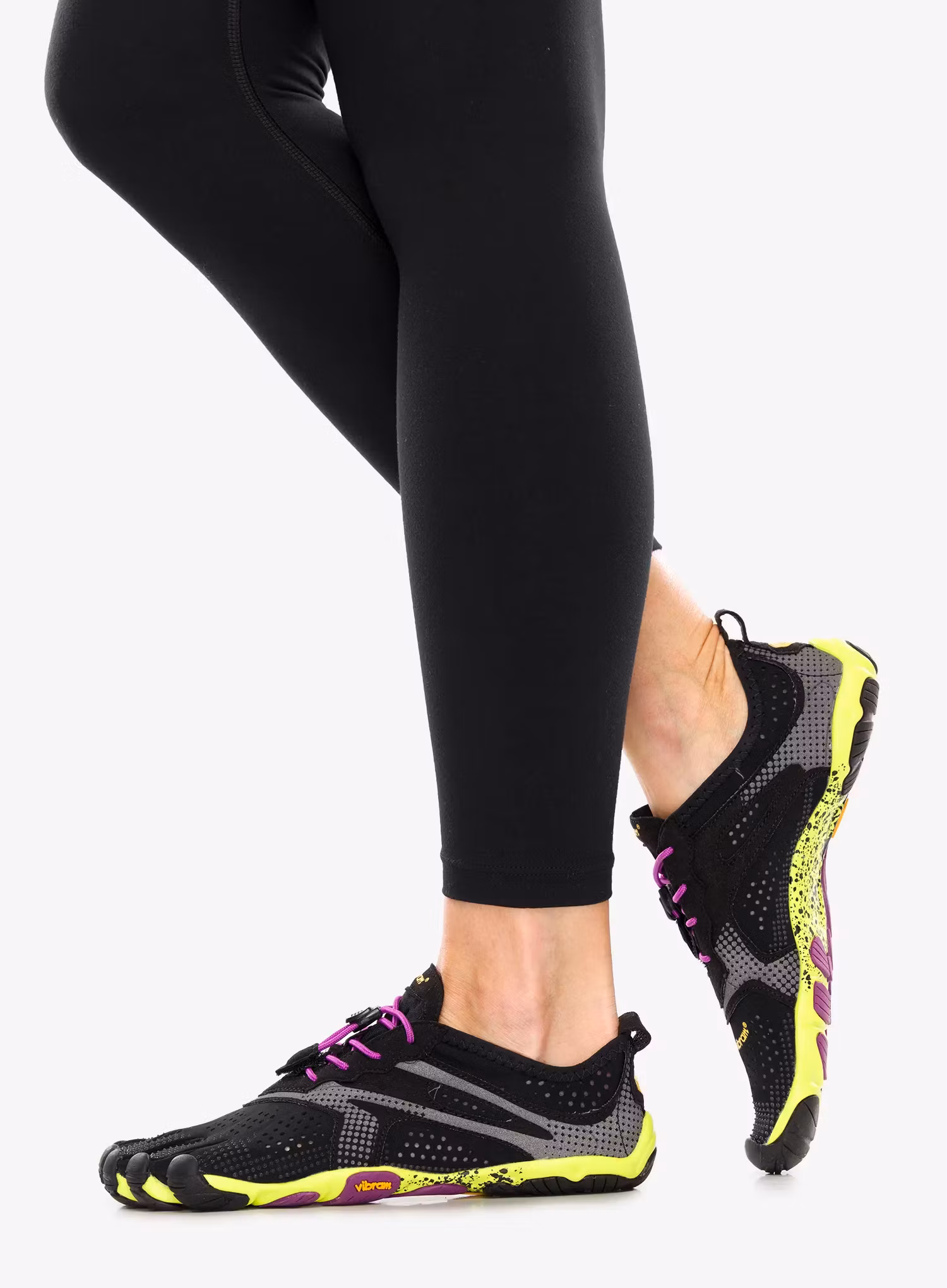 Дамски обувки за планинско бягане Vibram Fivefingers V-Run SS2021 - black/yellow/purple