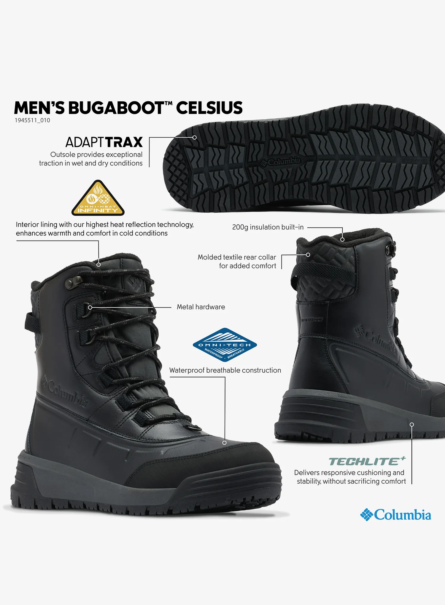 Мъжки зимни обувки Columbia Bugaboot Celsius - black/shark