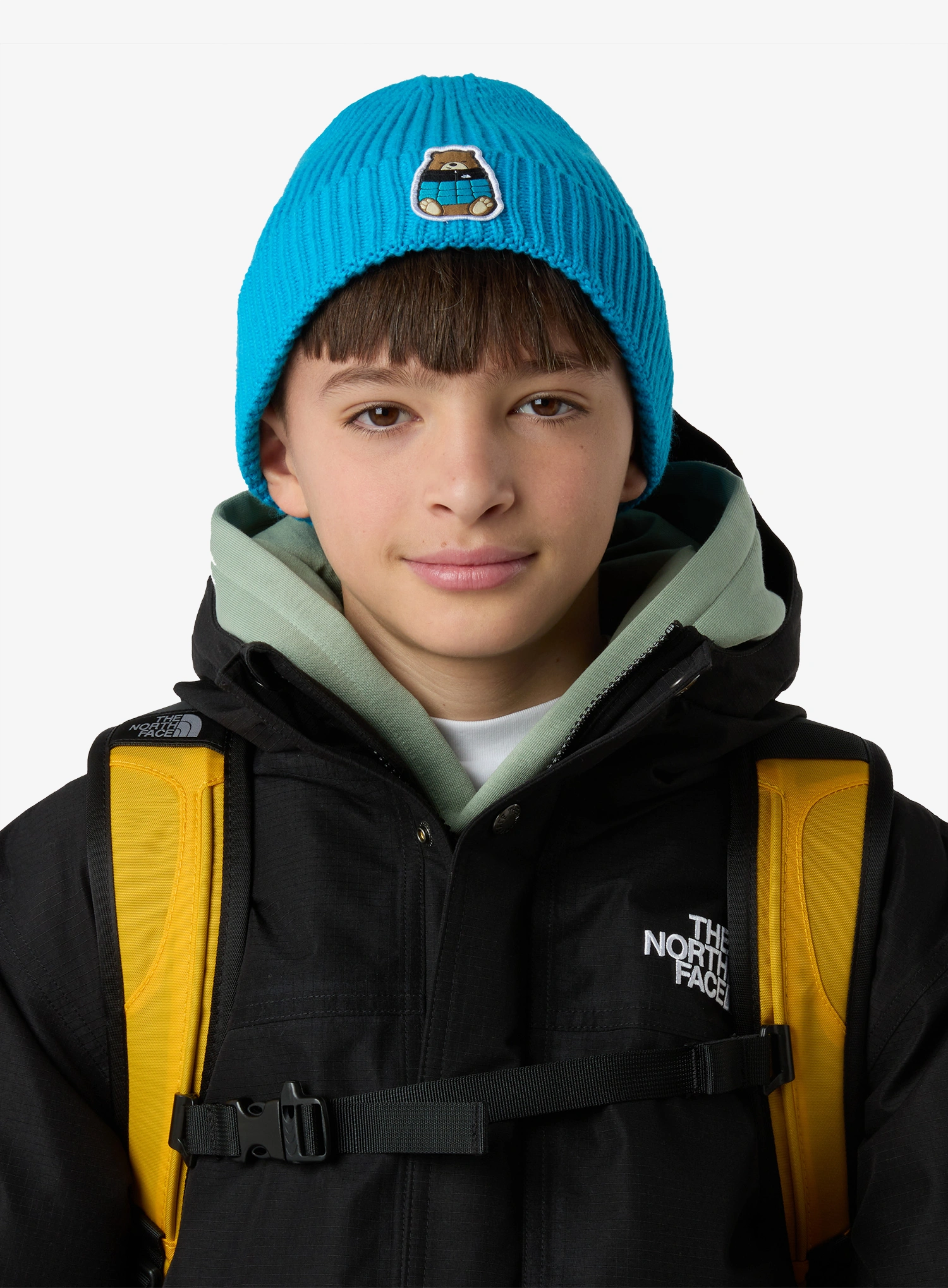 Шапка за деца The North Face Logo Box Cuffed Beanie - meridian blue/bear patch