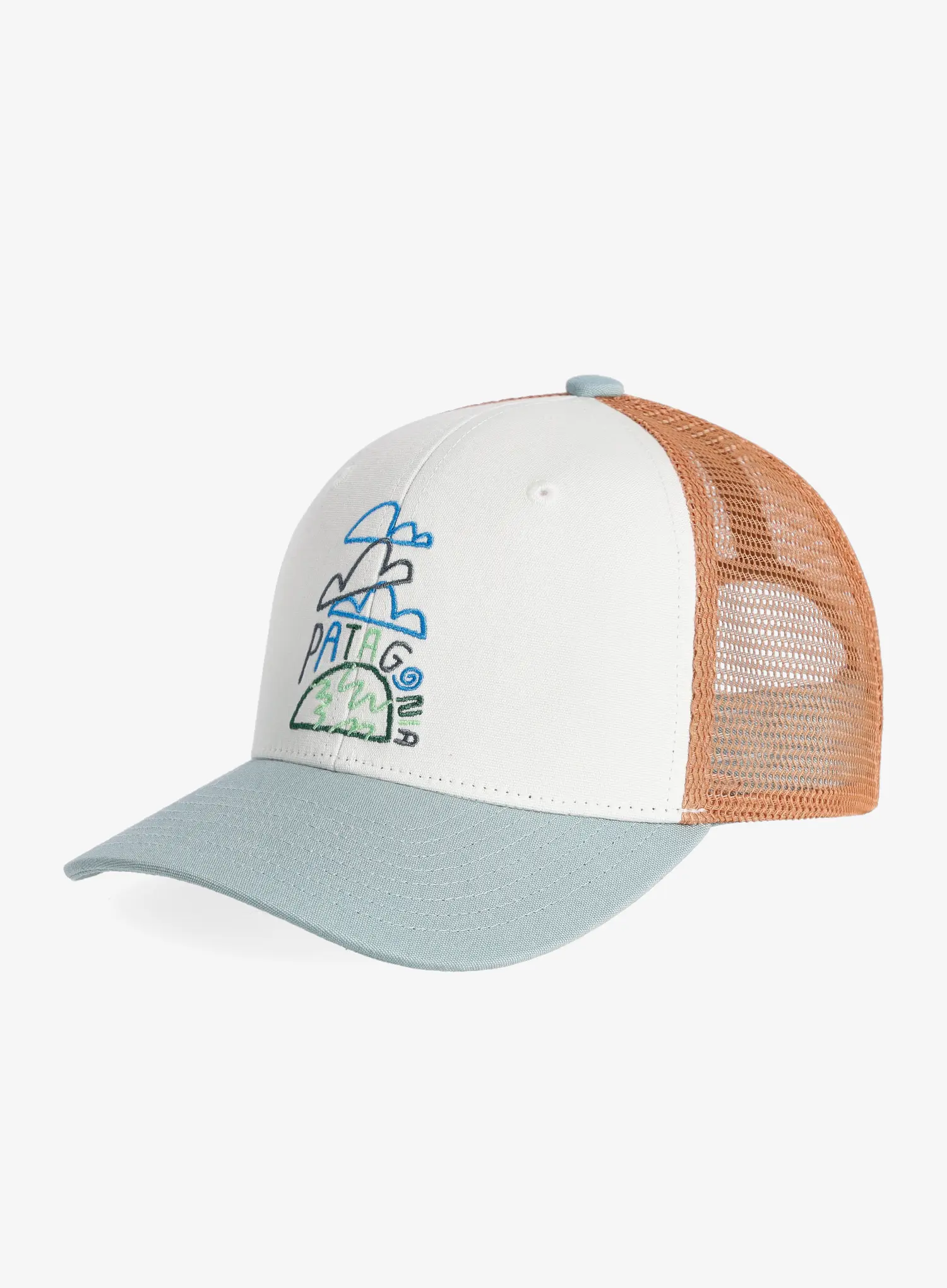 Детска шапка Patagonia Trucker Hat - clouds and earth birch white