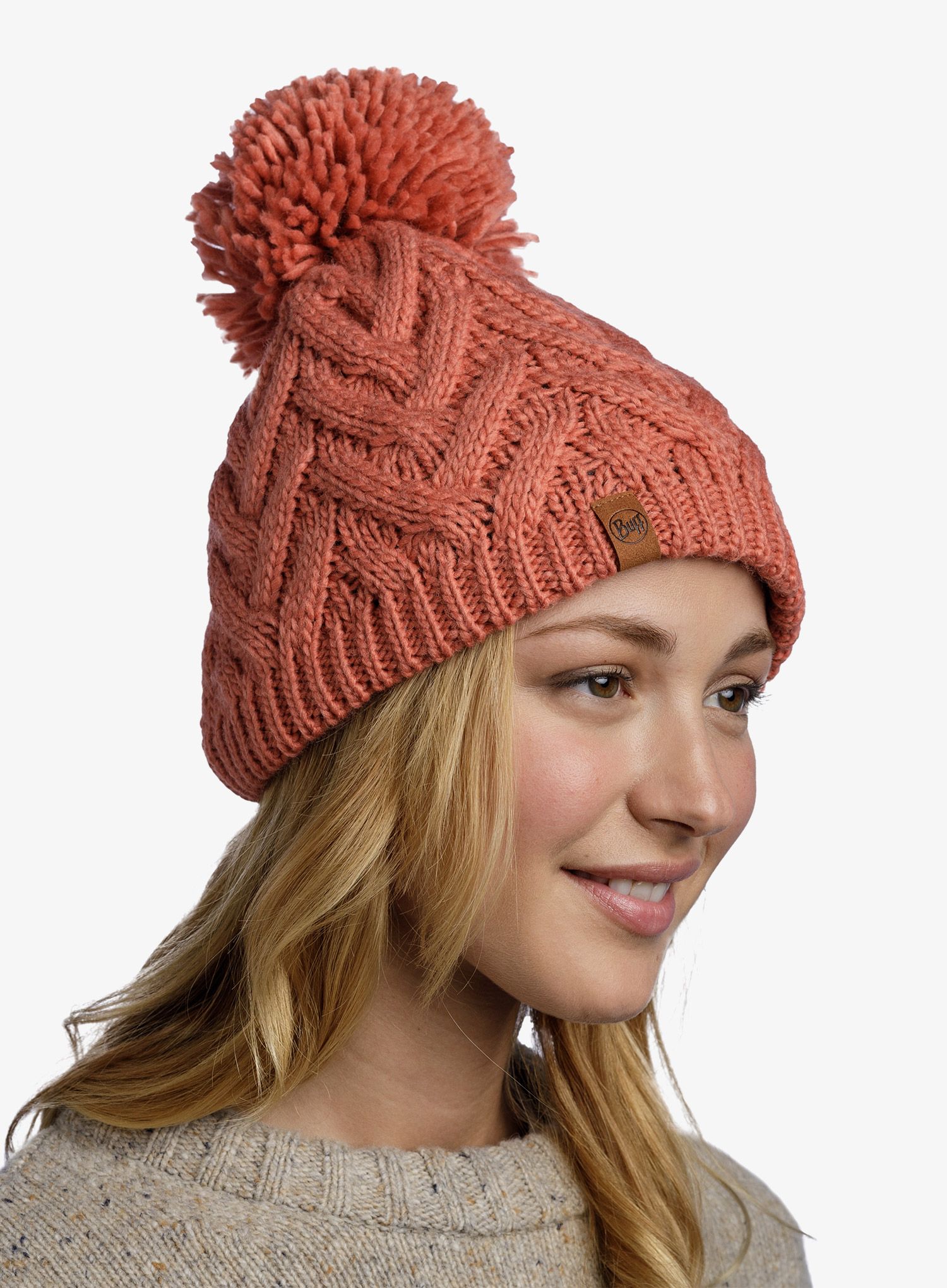 Дамска зимна шапка Buff Knitted&Fleece Beanie Caryn - crimson