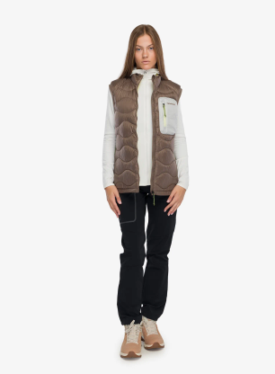 Дамски елек Peak Performance Helium Utility Down Vest - terrain tan/antarctica