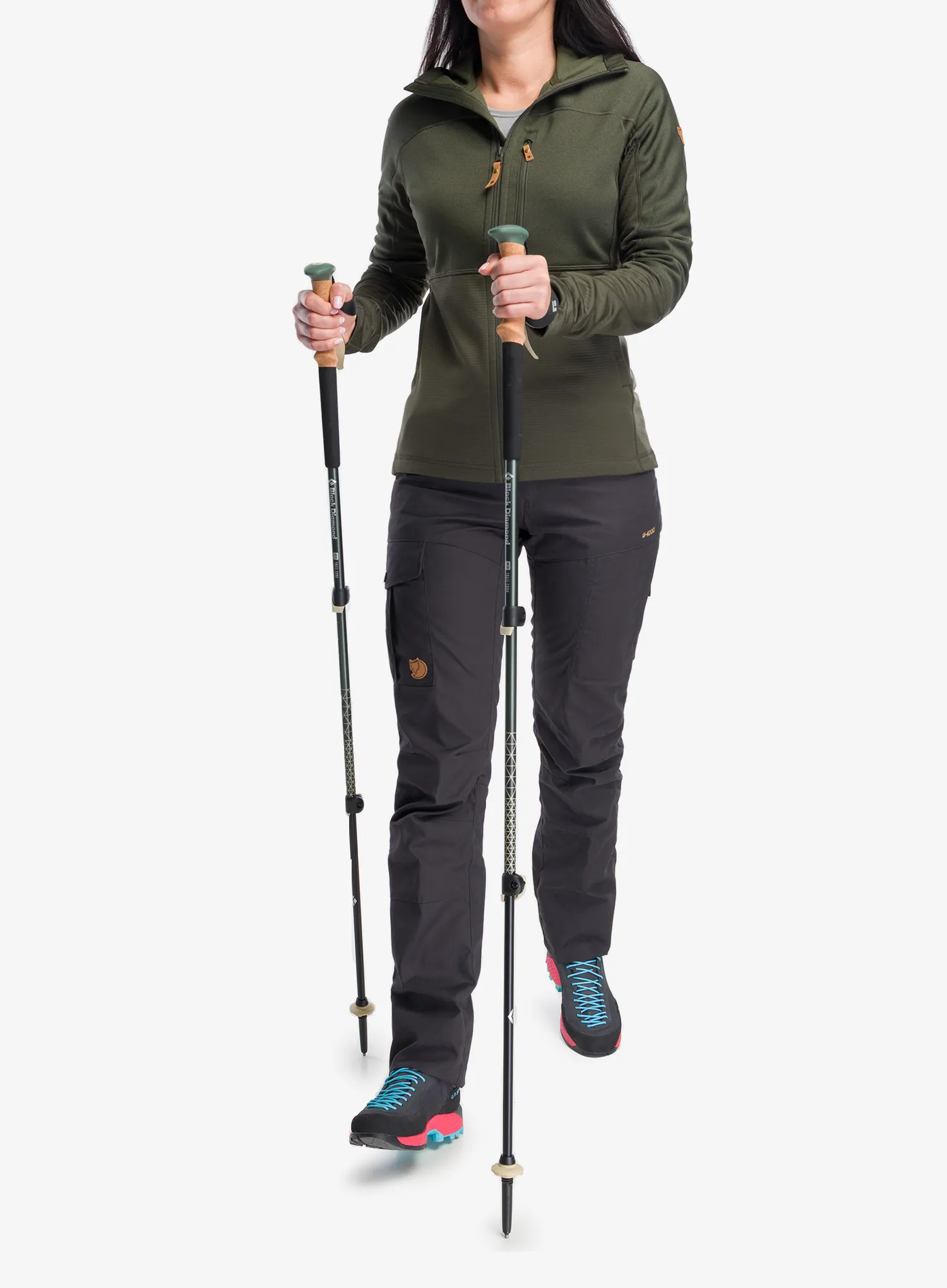 Туристически щеки Black Diamond Trail Cork Trekking Poles - laurel green
