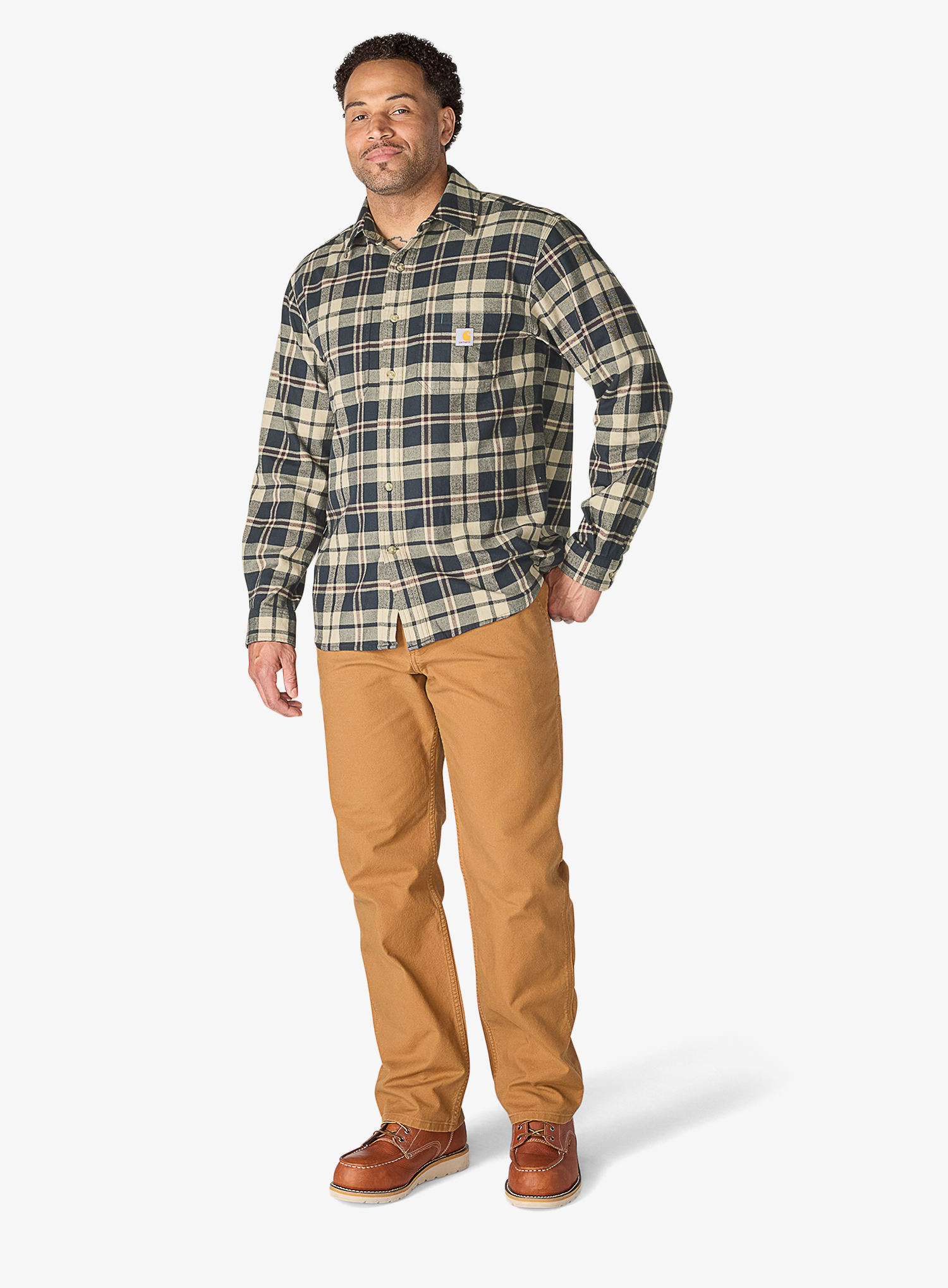 Риза Carhartt Hamilton Relaxed LS Plaid Shirt - navy
