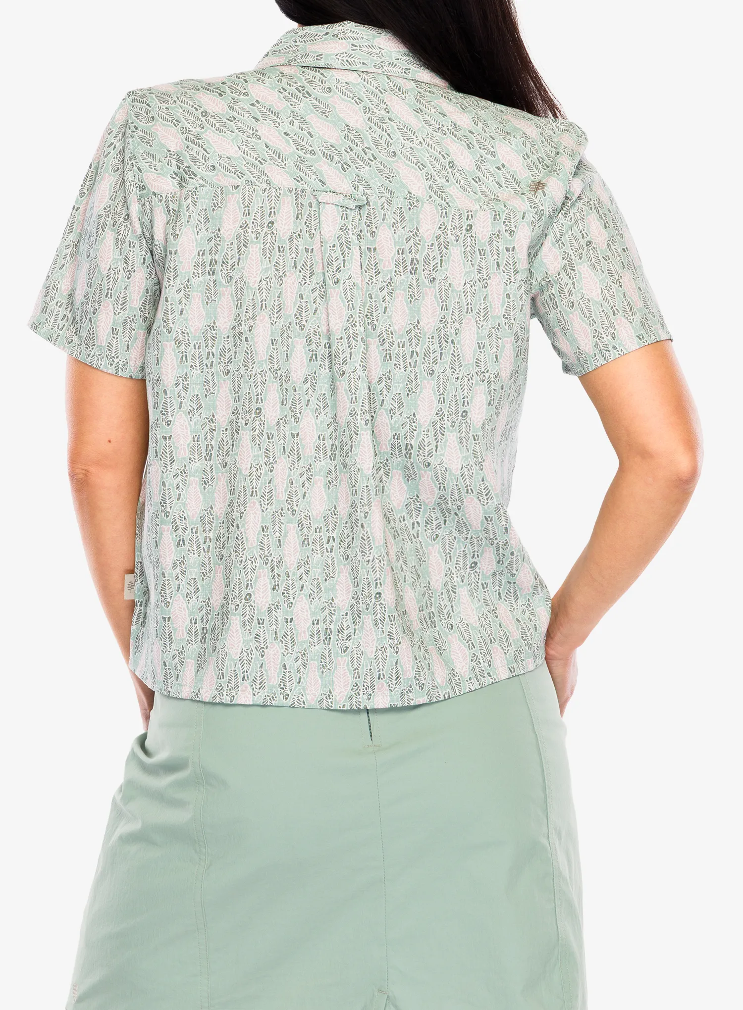 Дамска туристическа риза Royal Robbins Camino Pucker S/S - sage leaf fish pt
