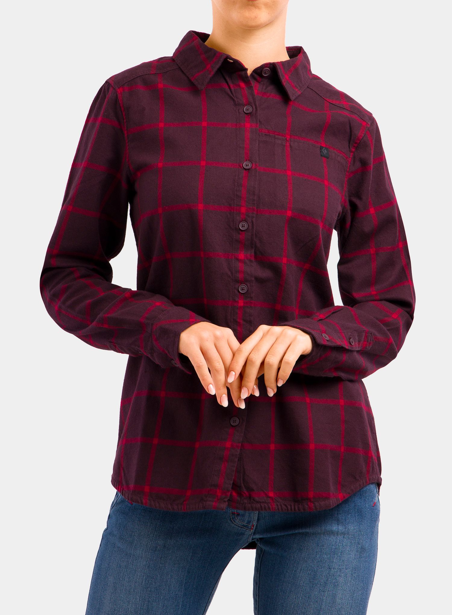 Дамска туристическа риза Black Diamond Serenity LS Flannel Shirt - bordeaux/vermillion plaid