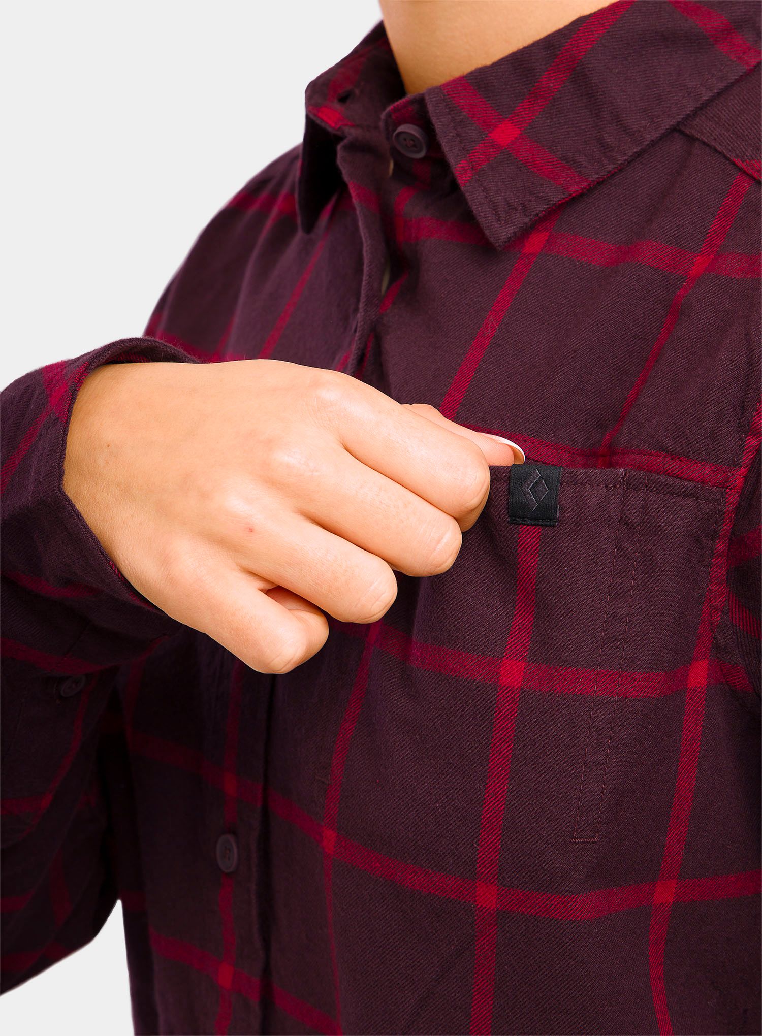 Дамска туристическа риза Black Diamond Serenity LS Flannel Shirt - bordeaux/vermillion plaid