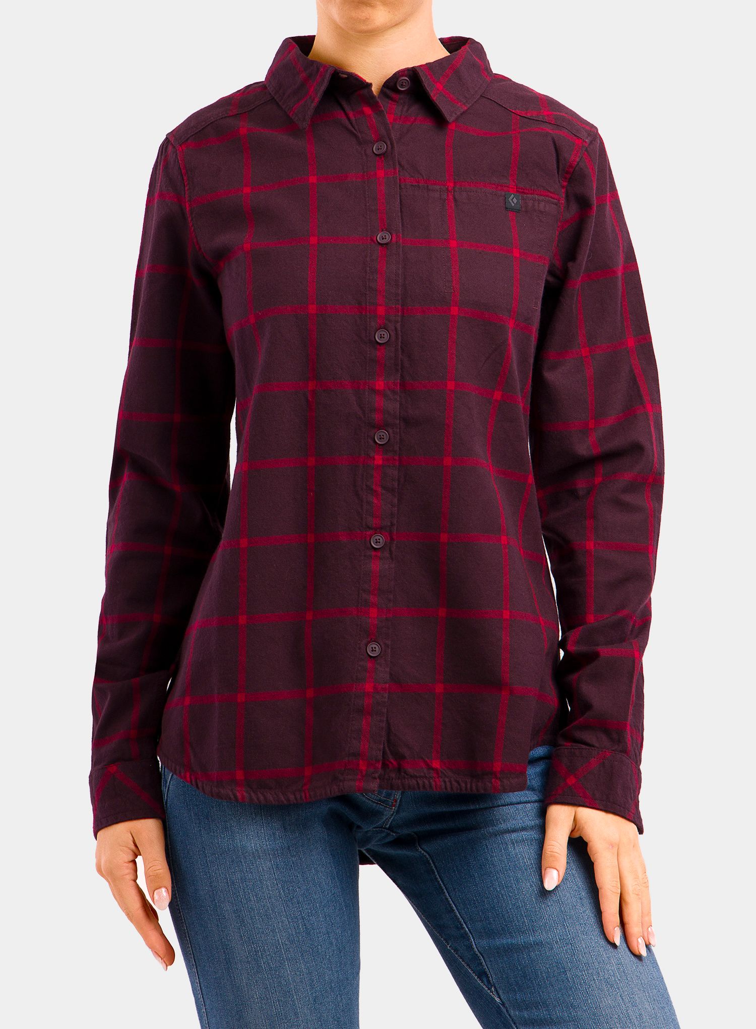 Дамска туристическа риза Black Diamond Serenity LS Flannel Shirt - bordeaux/vermillion plaid