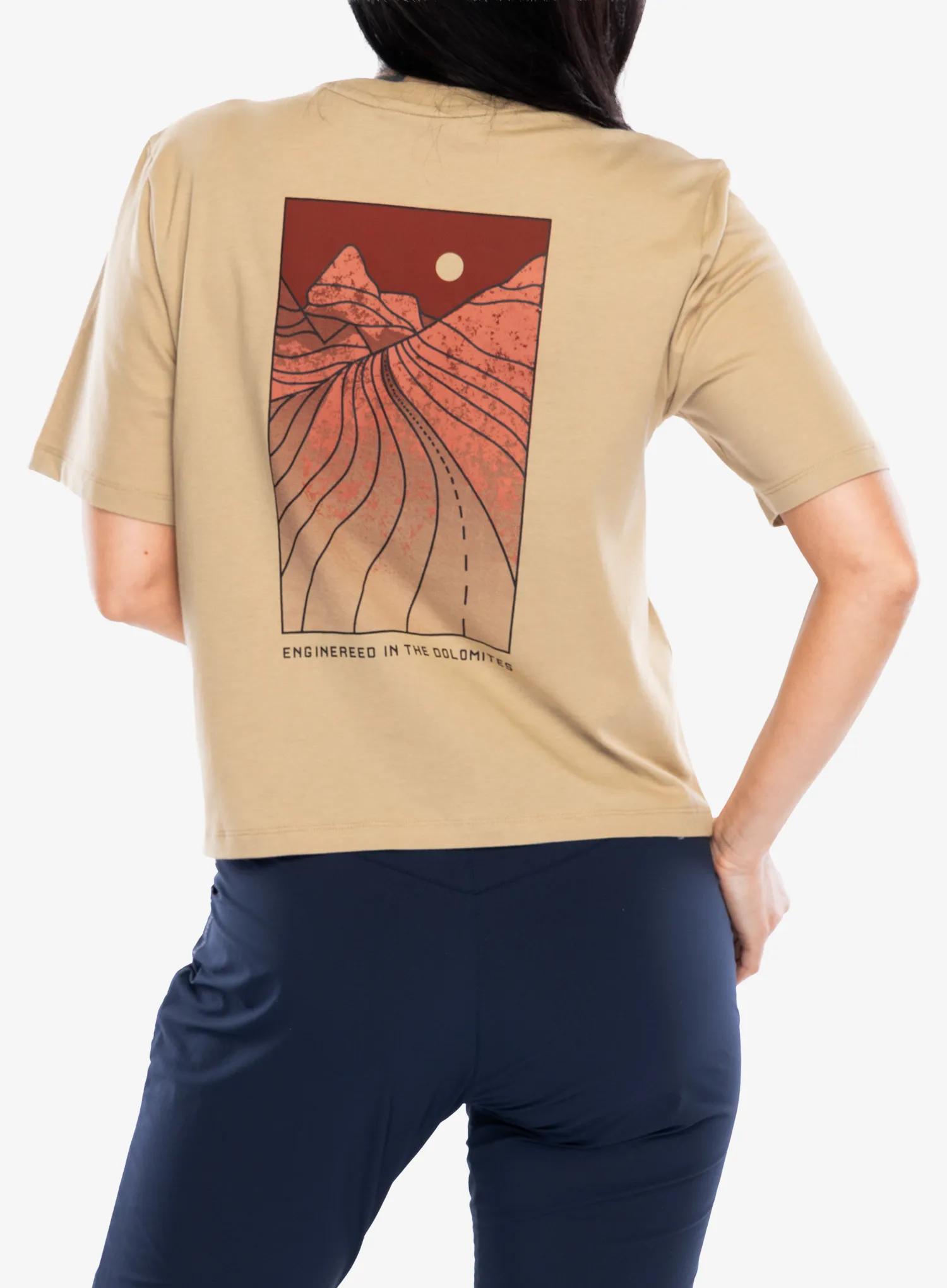 Дамска памучна тениска Salewa Eagle Sunset Loose T-Shirt - quicksand