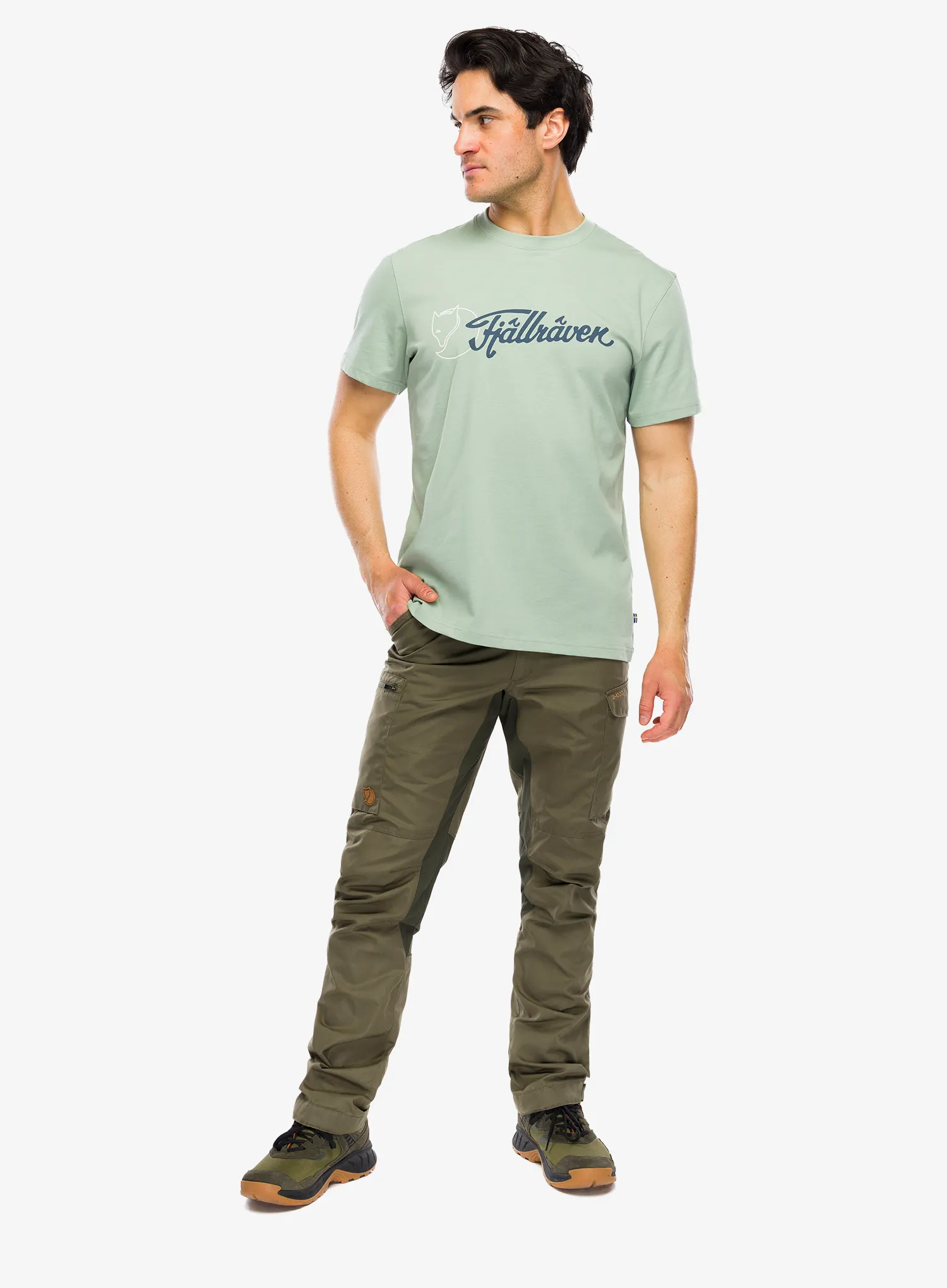 Памучна тениска Fjallraven Archive Logo T-Shirt - misty green