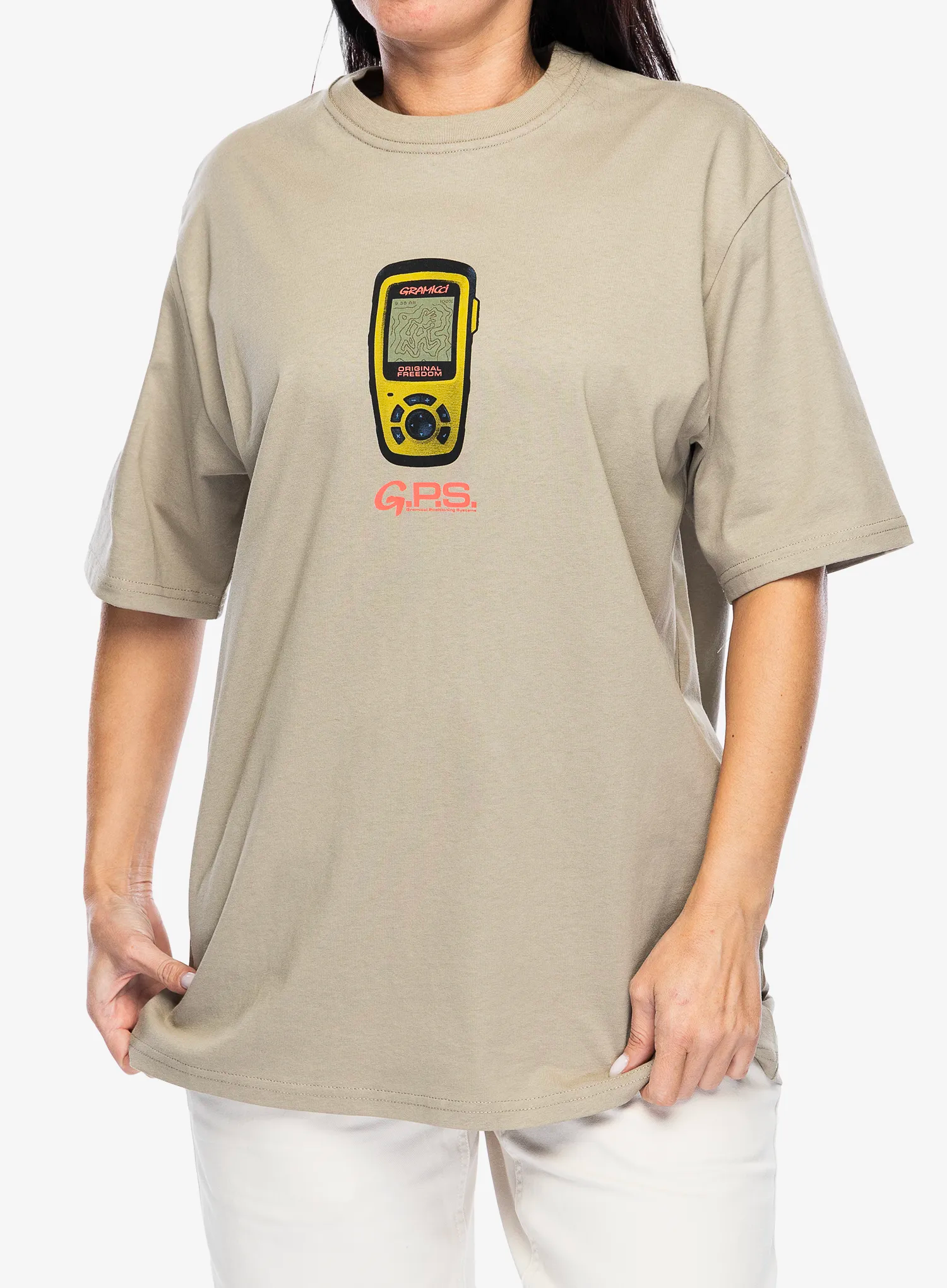 Памучна тениска Gramicci Gps Tee - smoky sand
