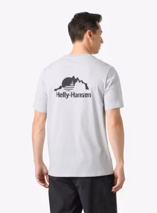 Памучна тениска Helly Hansen Nord Graphic T-Shirt - grey fog melange