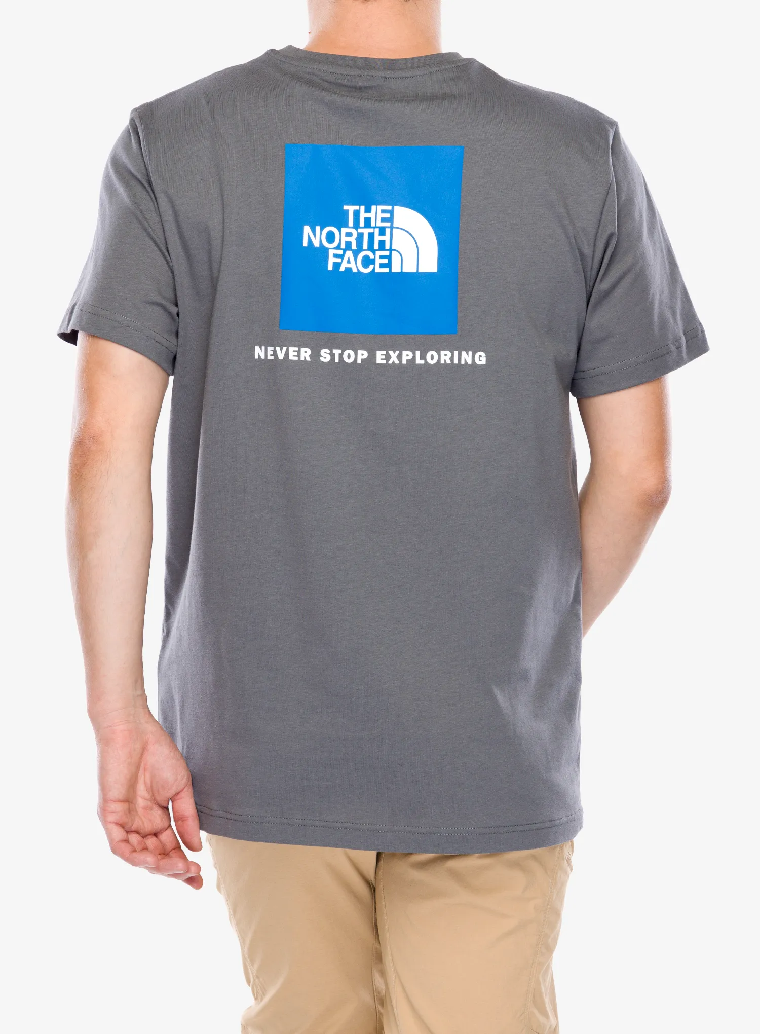 Памучна тениска The North Face S/S Redbox Tee - smoked pearl/hero blue