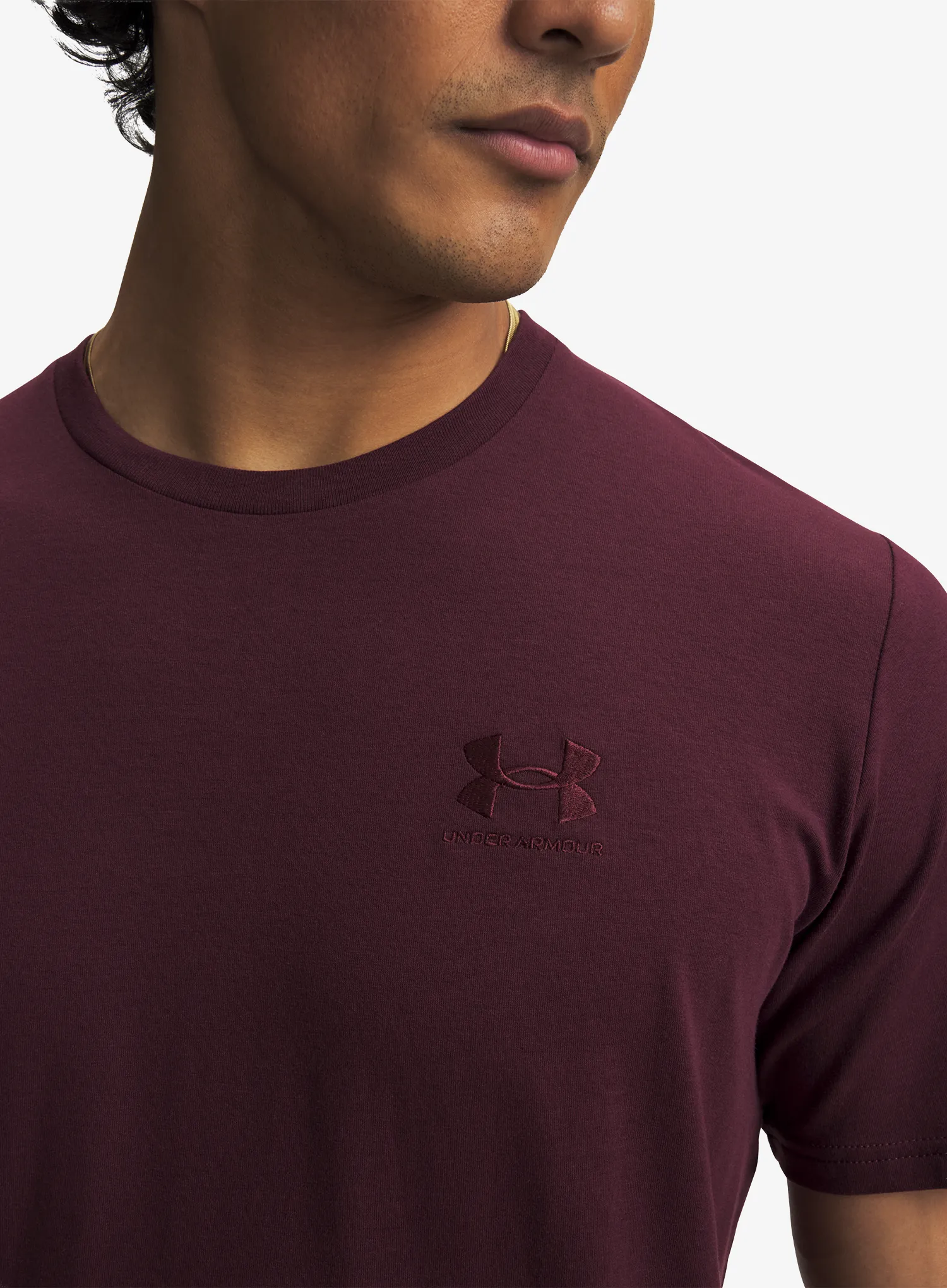 Памучна тениска Under Armour Icon Tee SS - dark maroon/dark maroon
