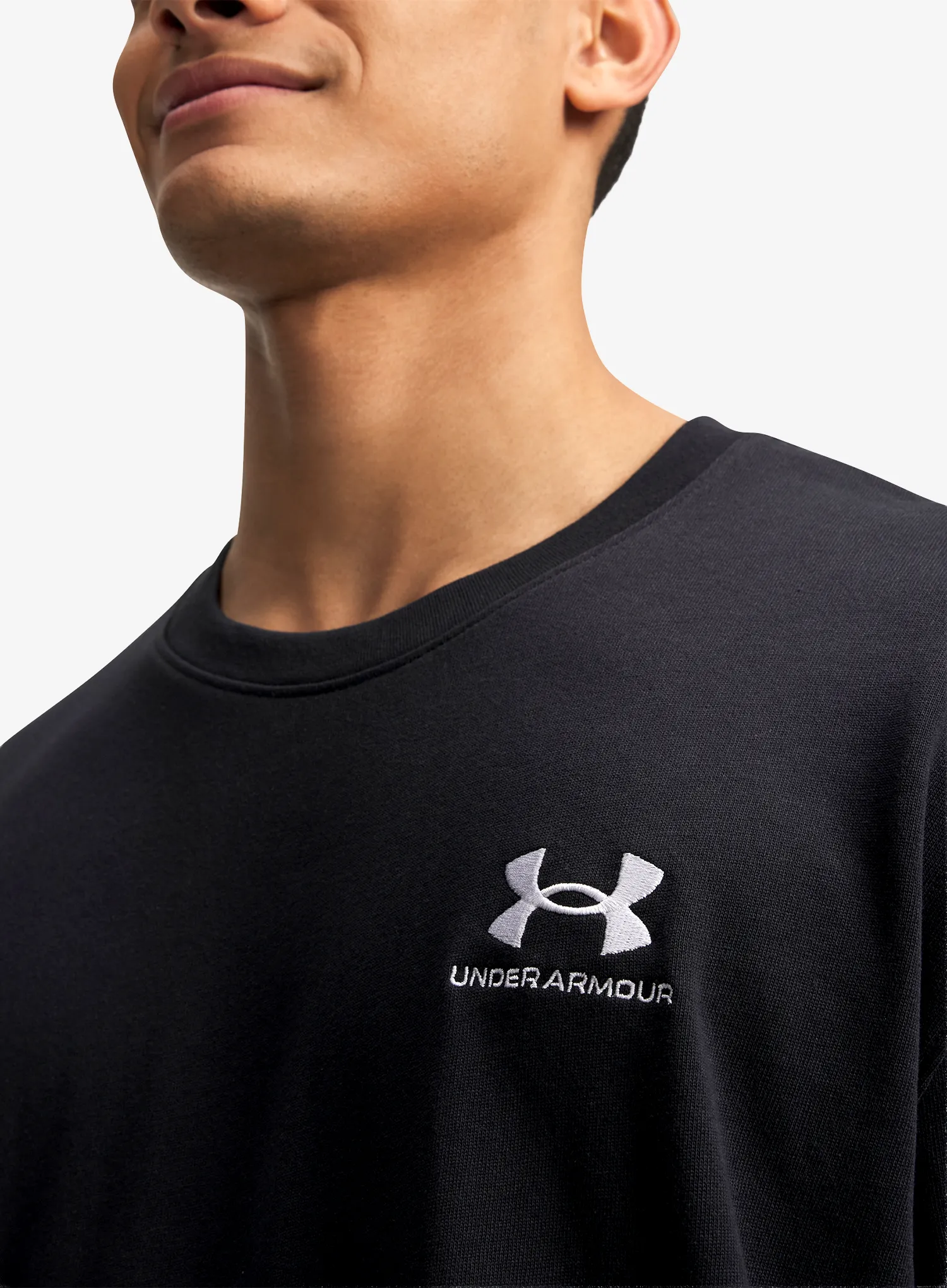 Памучна тениска Under Armour Logo Embroidered Heavyweight SS - black/white
