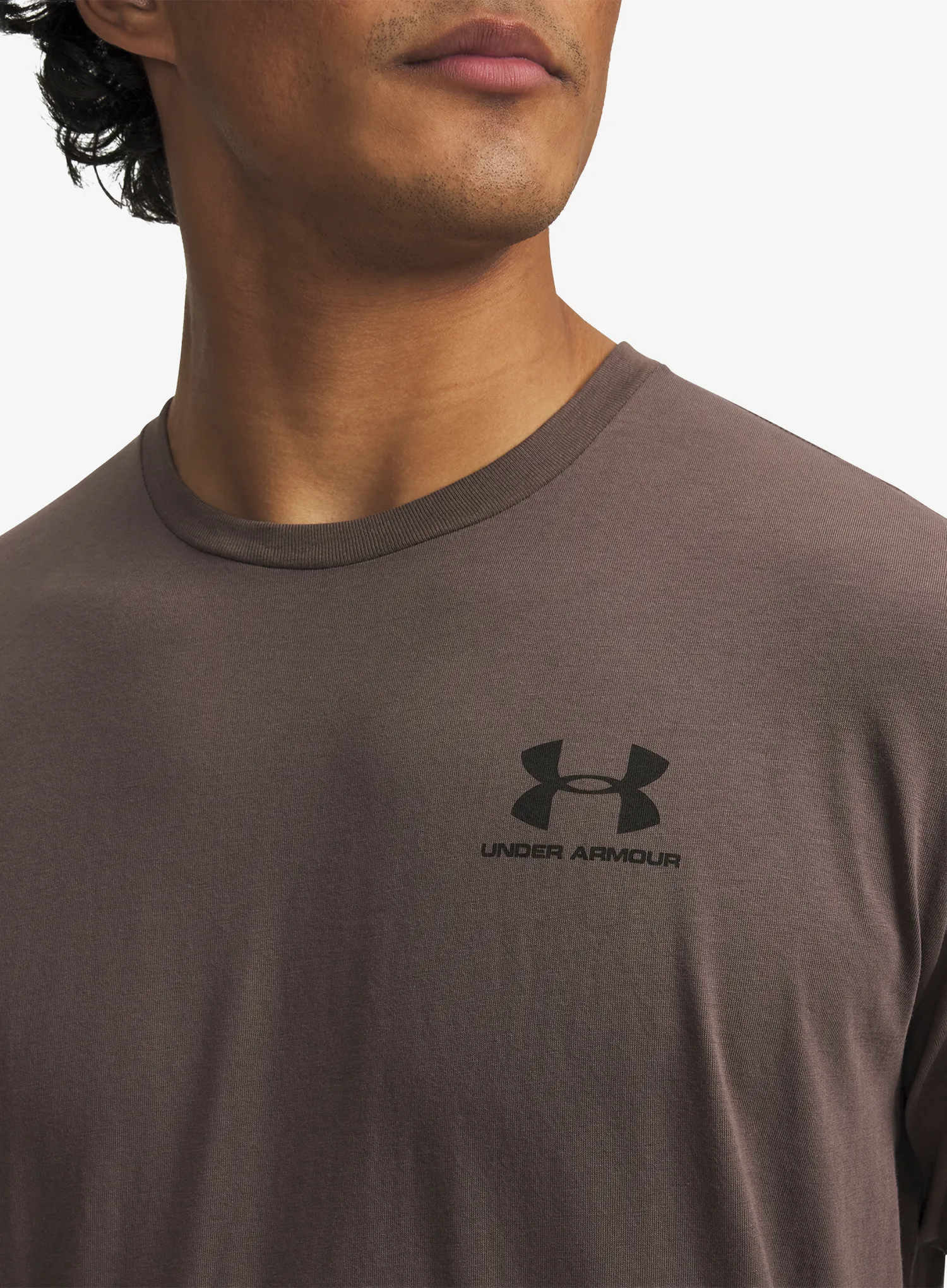 Памучна тениска Under Armour Sportstyle Left Chest Logo SS - peppercorn/black