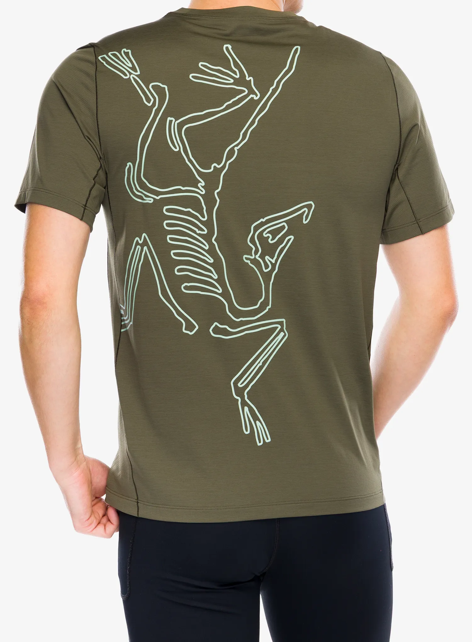 Тениска за бягане Arcteryx Cormac ArcBird Logo SS - tatsu heather/stone green