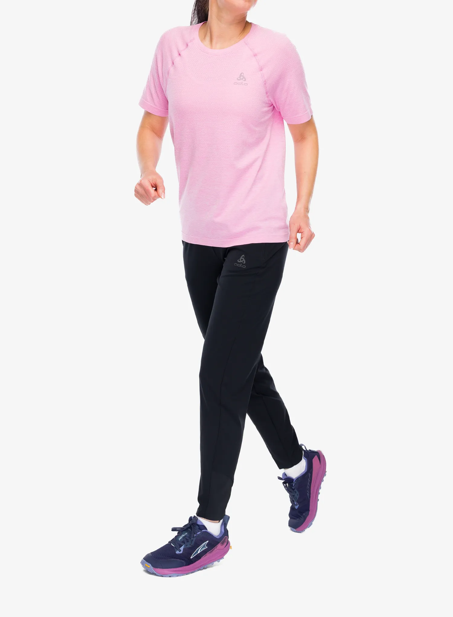 Дамска тениска за бягане Odlo Essential Seamless Crew Neck S/S - hyper pink