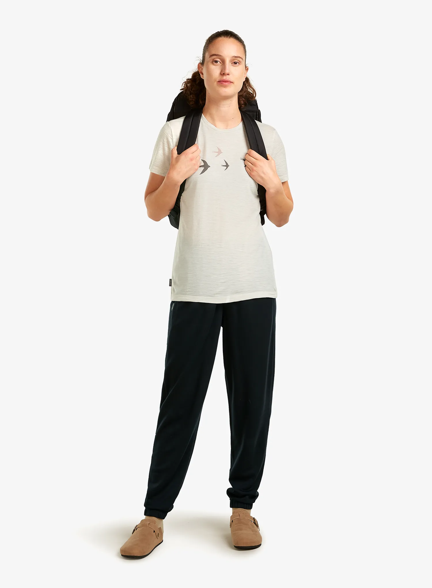 Дамска тениска мерино Icebreaker Merino 150 Tech Lite SS Tee Bird Transit - ecru hthr