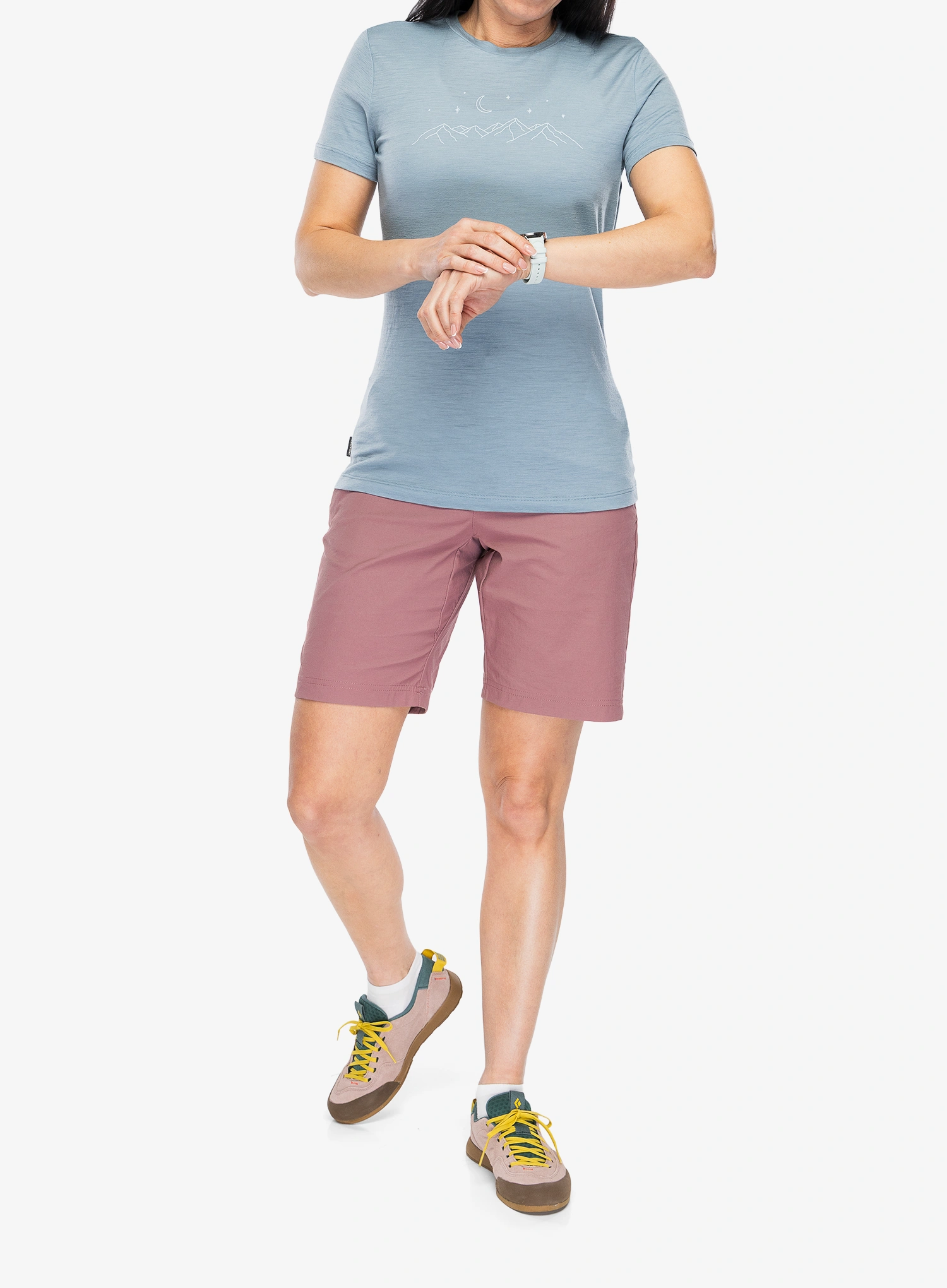 Дамска тениска мерино Icebreaker Merino 150 Tech Lite SS Tee Sparkling Stars - flint blue